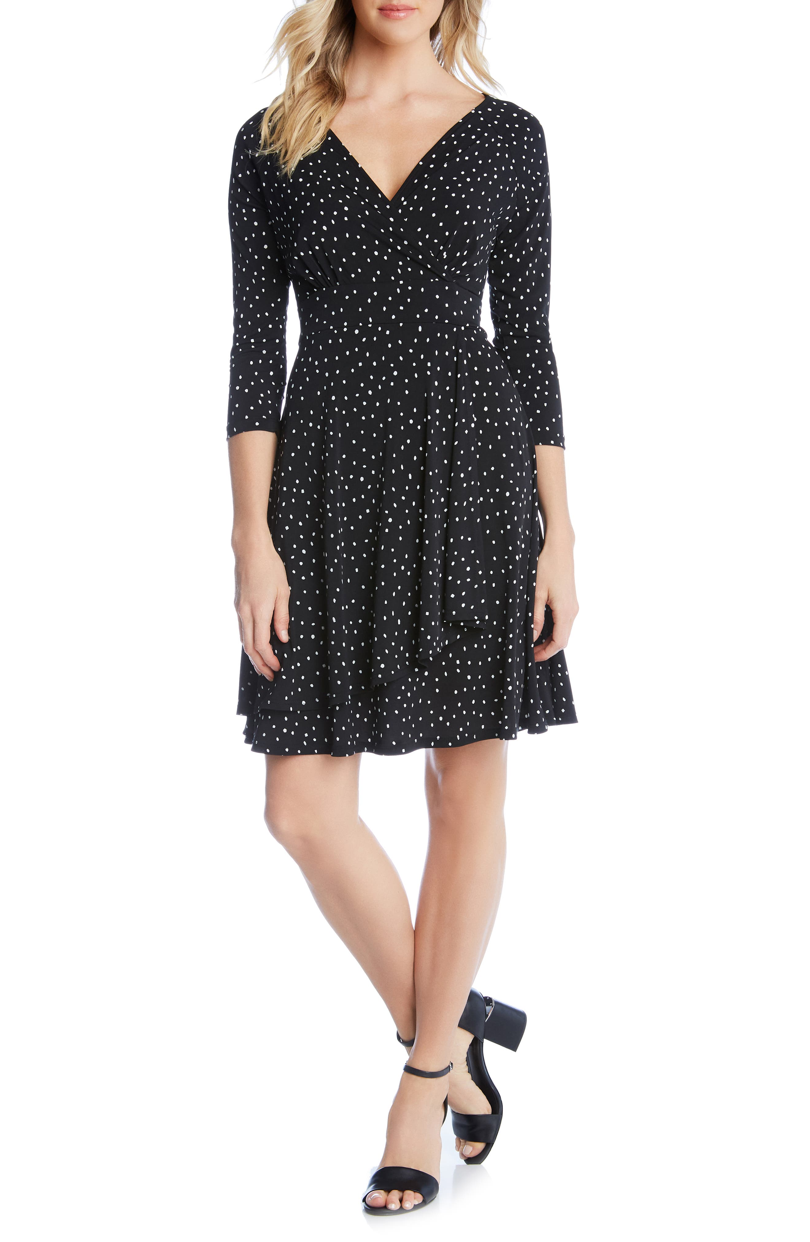 Karen Kane Faux Wrap Dress, Black
