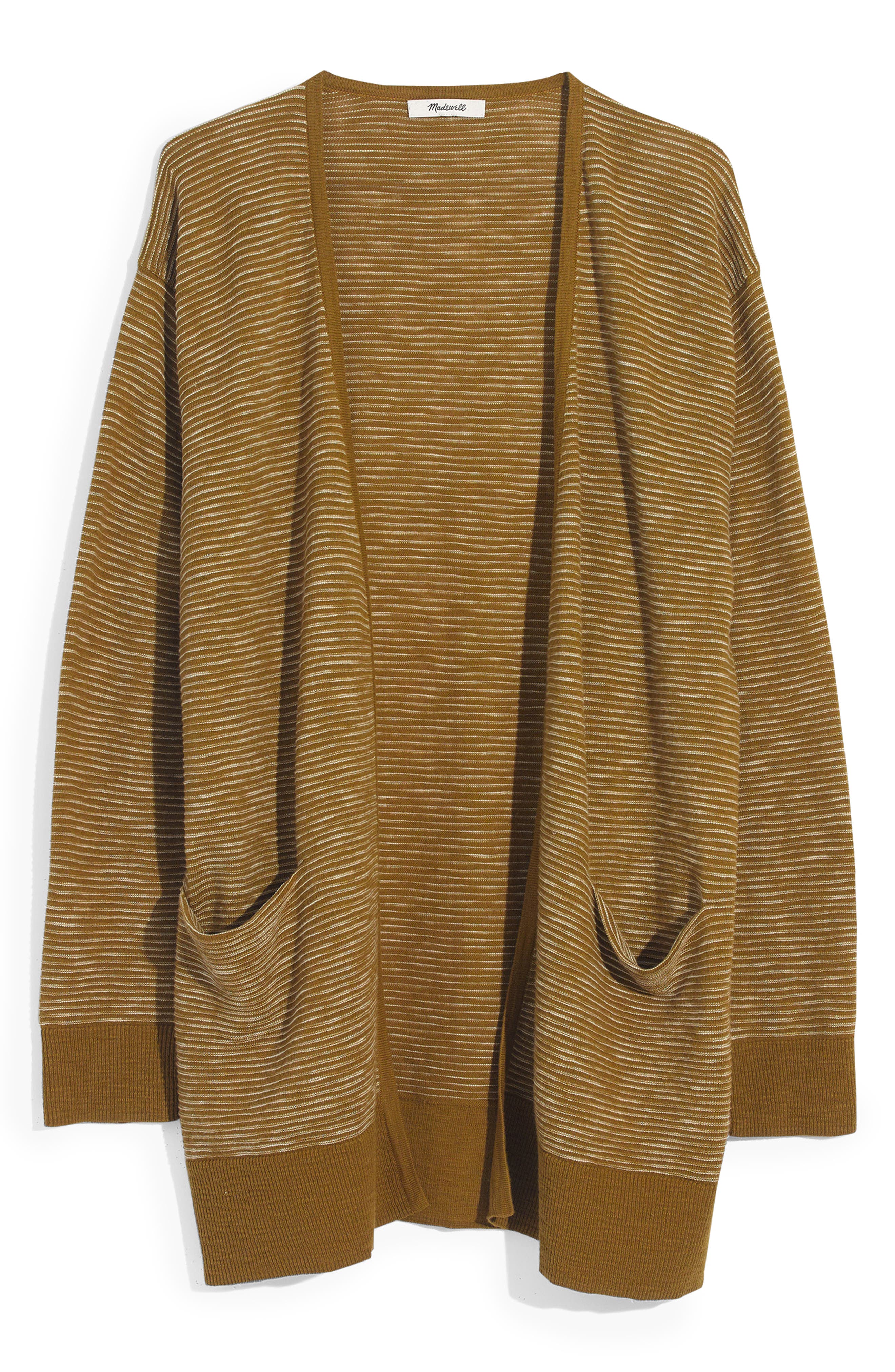 Plus Size Madewell Summer Ryder Stripe Cardigan, Size - Brown