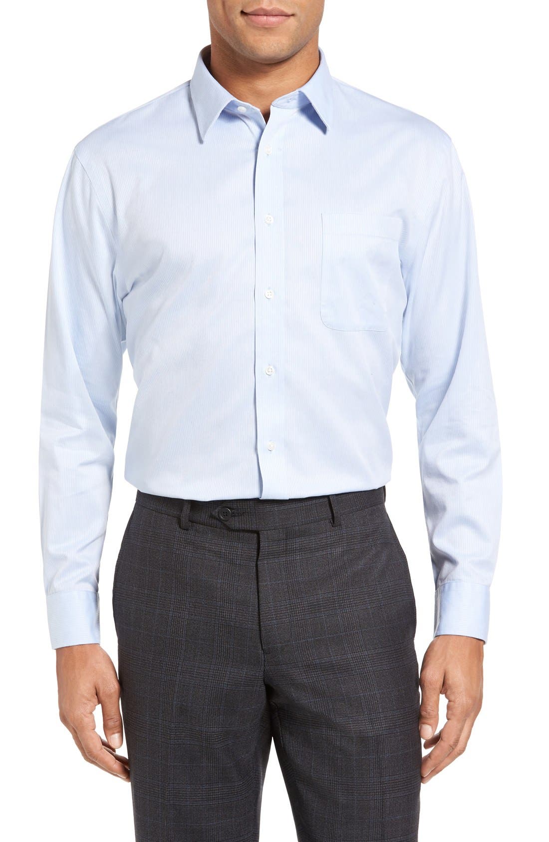Nordstrom Shop Smartcare(TM) Trim Fit Dress Shirt, 5.5 32/33 - Blue