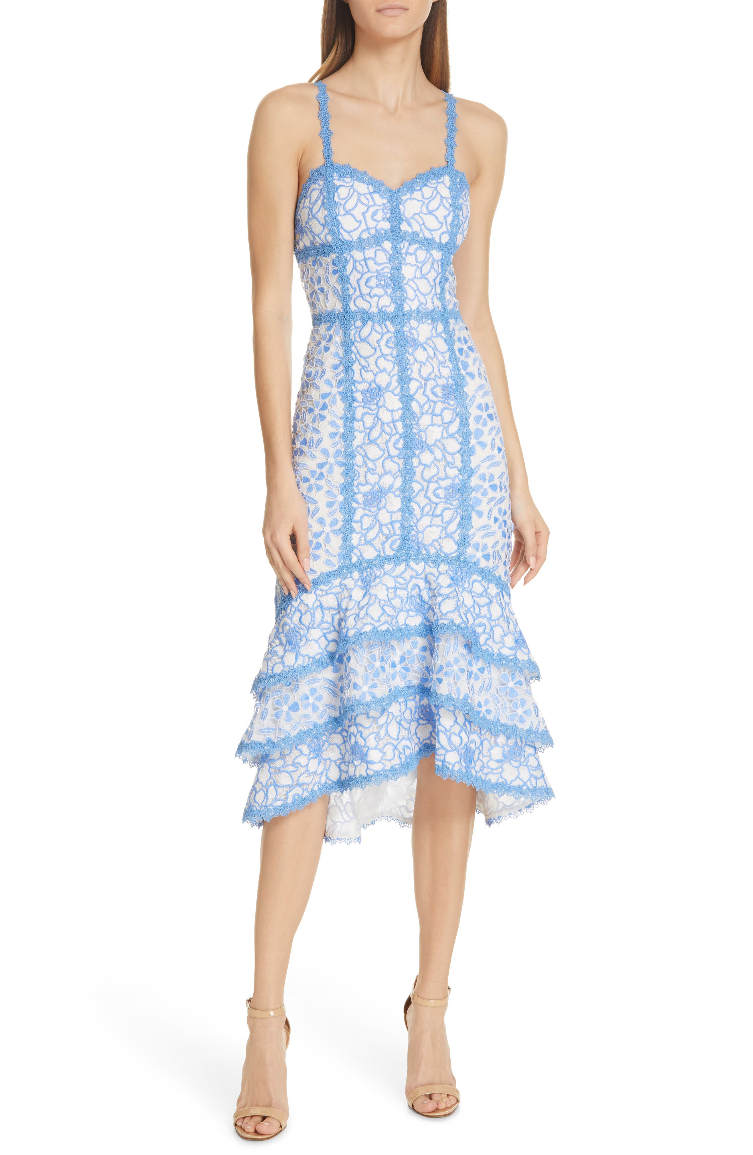 Alice + Olivia Diane Tiered High/low Dress, Blue