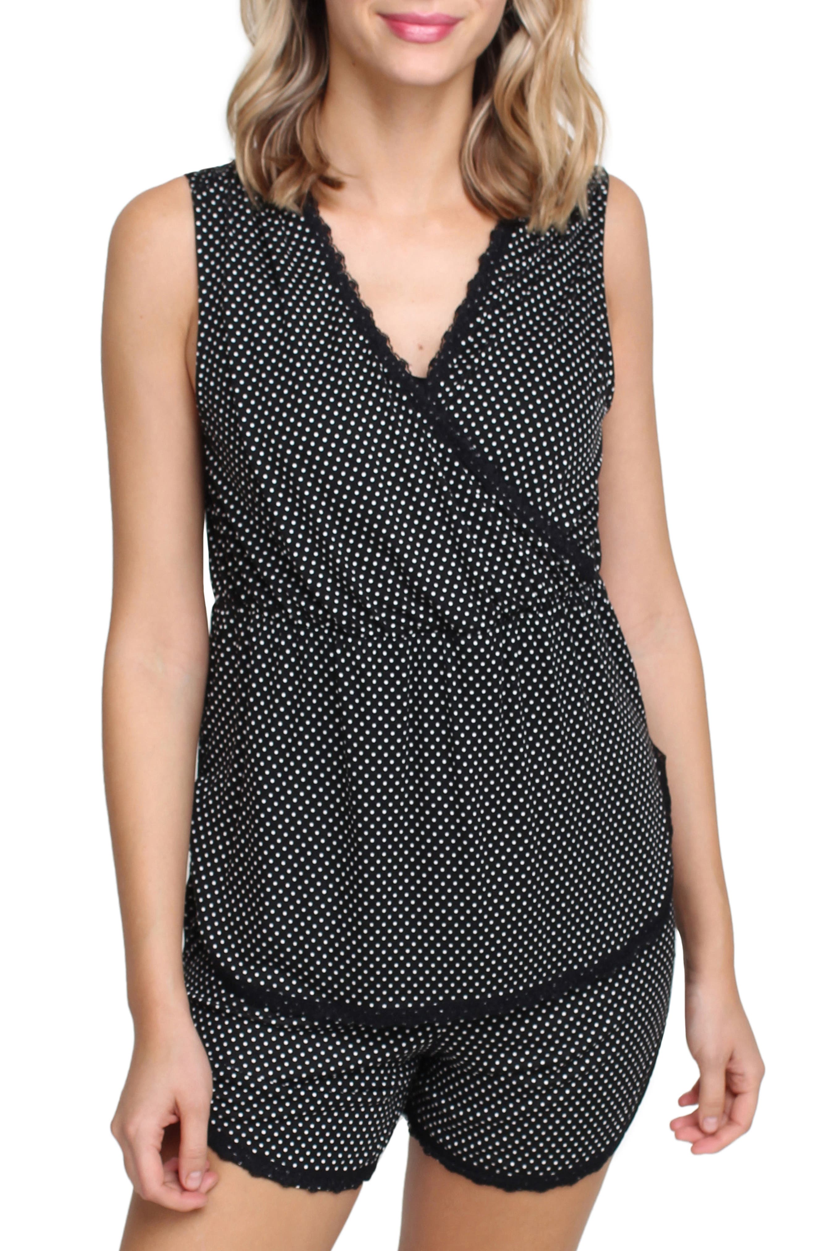 Savi Mom Cali Short Maternity/nursing Pajamas, Black