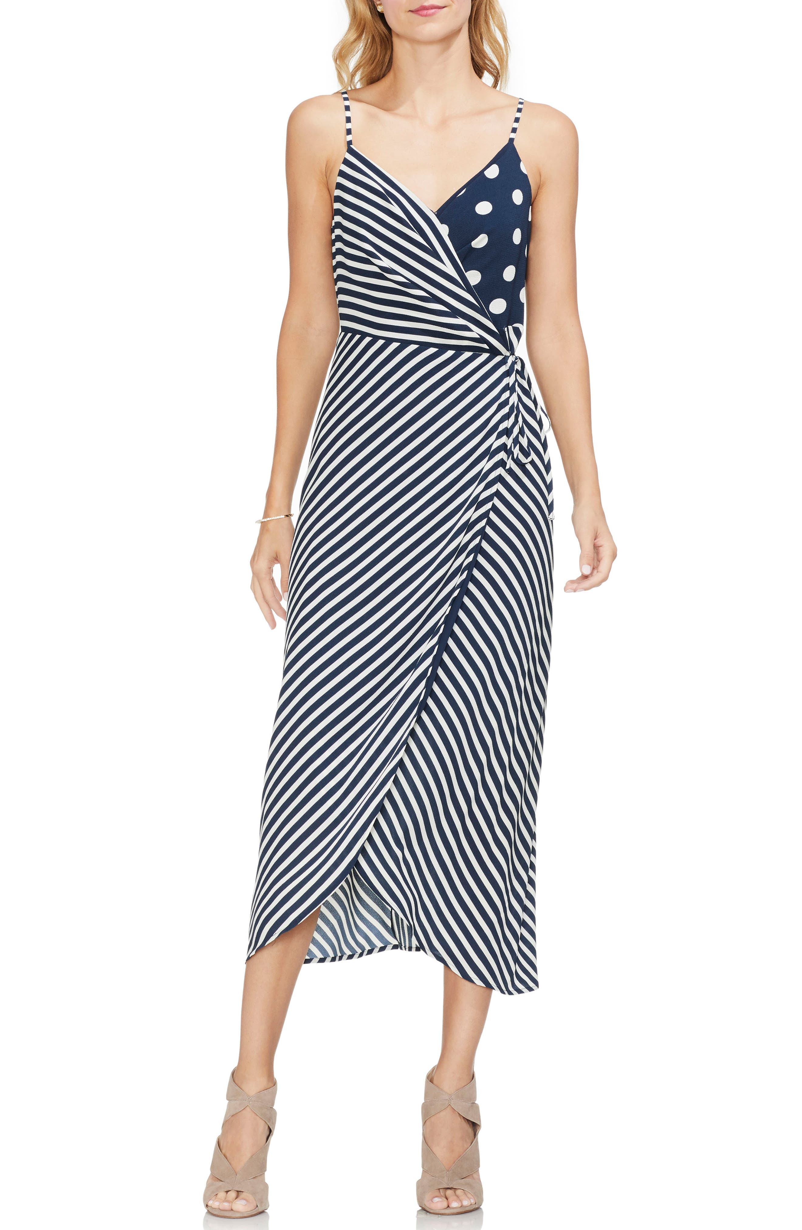 Vince Camuto Mixed Print Midi Dress