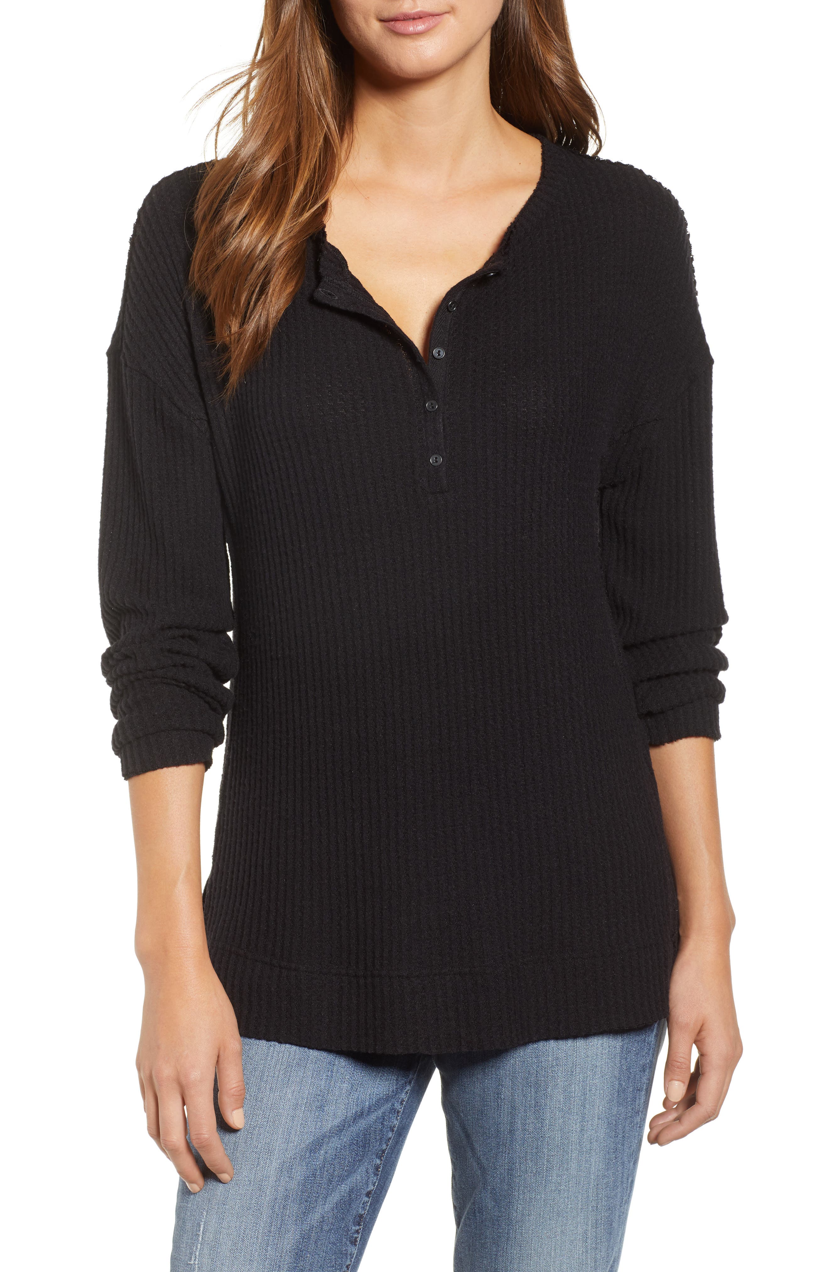 Caslon® Thermal Henley Top (Regular & Petite) Nordstrom