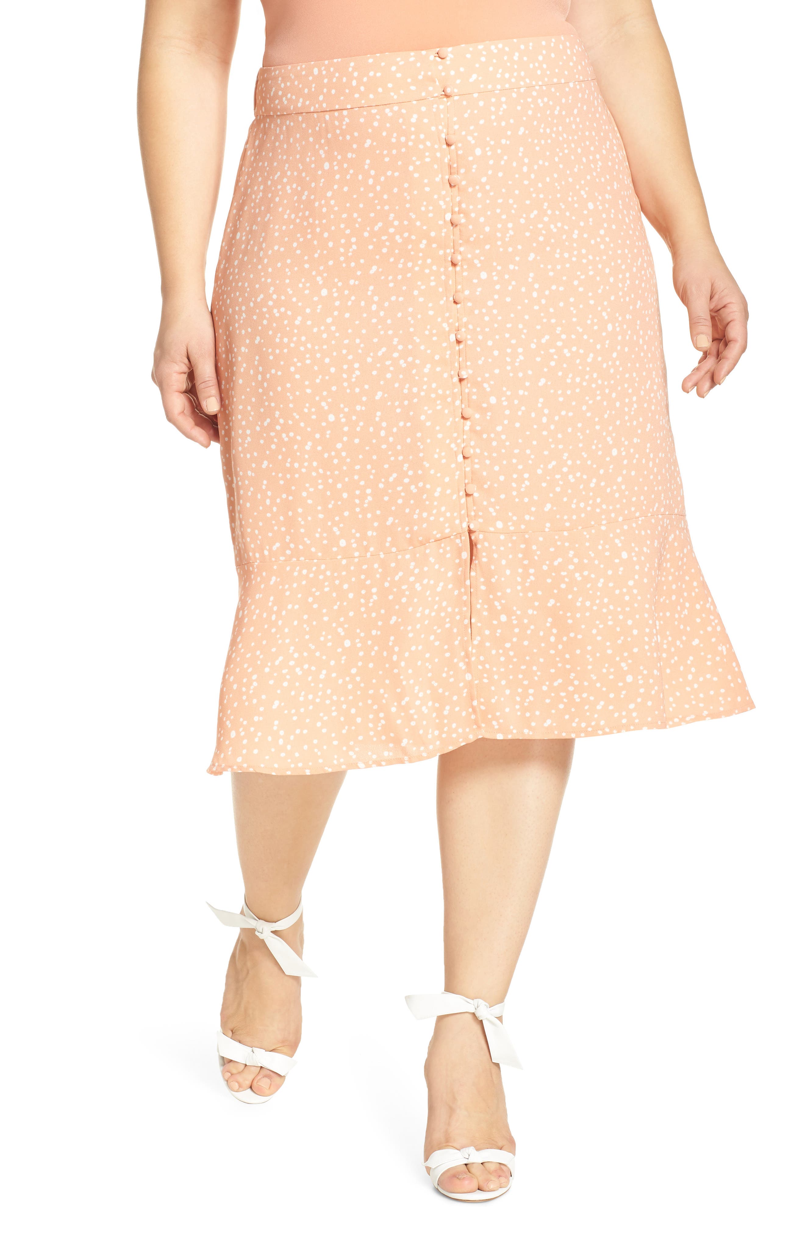 Plus Size Leith Front Button Midi Skirt