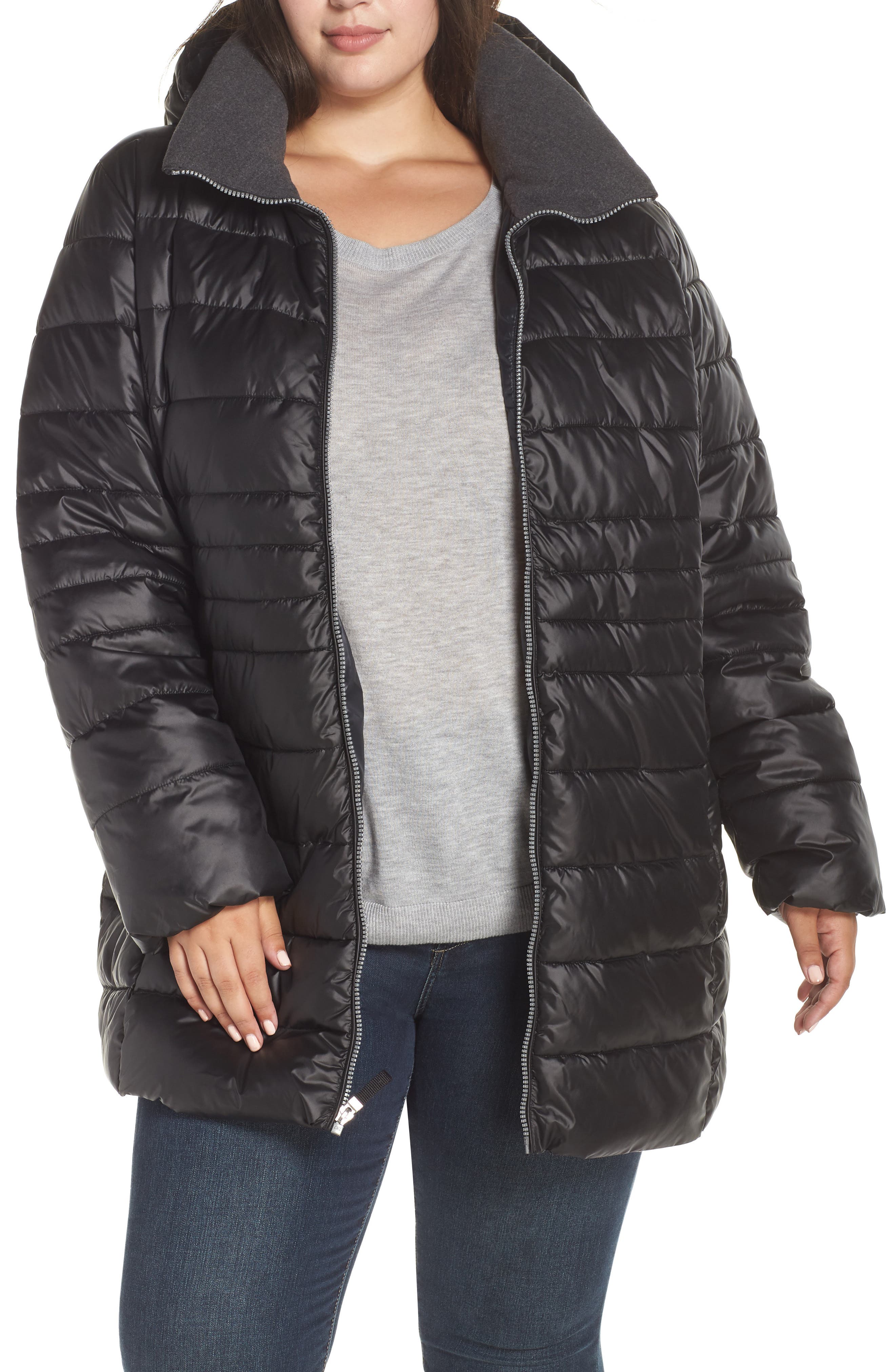 Plus Size Marc New York Removable Hood Puffer Coat