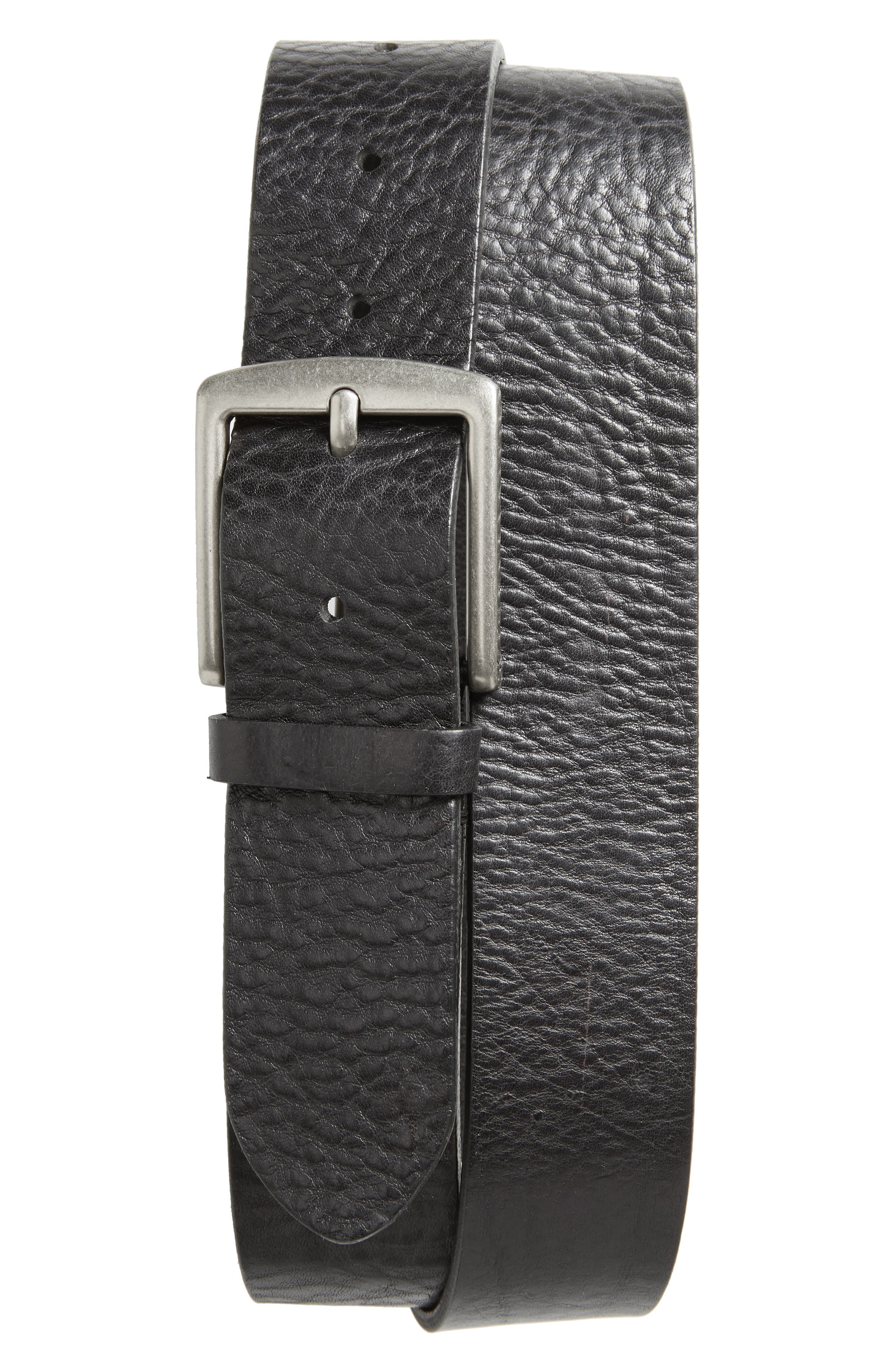 Frye Pebbled Leather Belt, Black