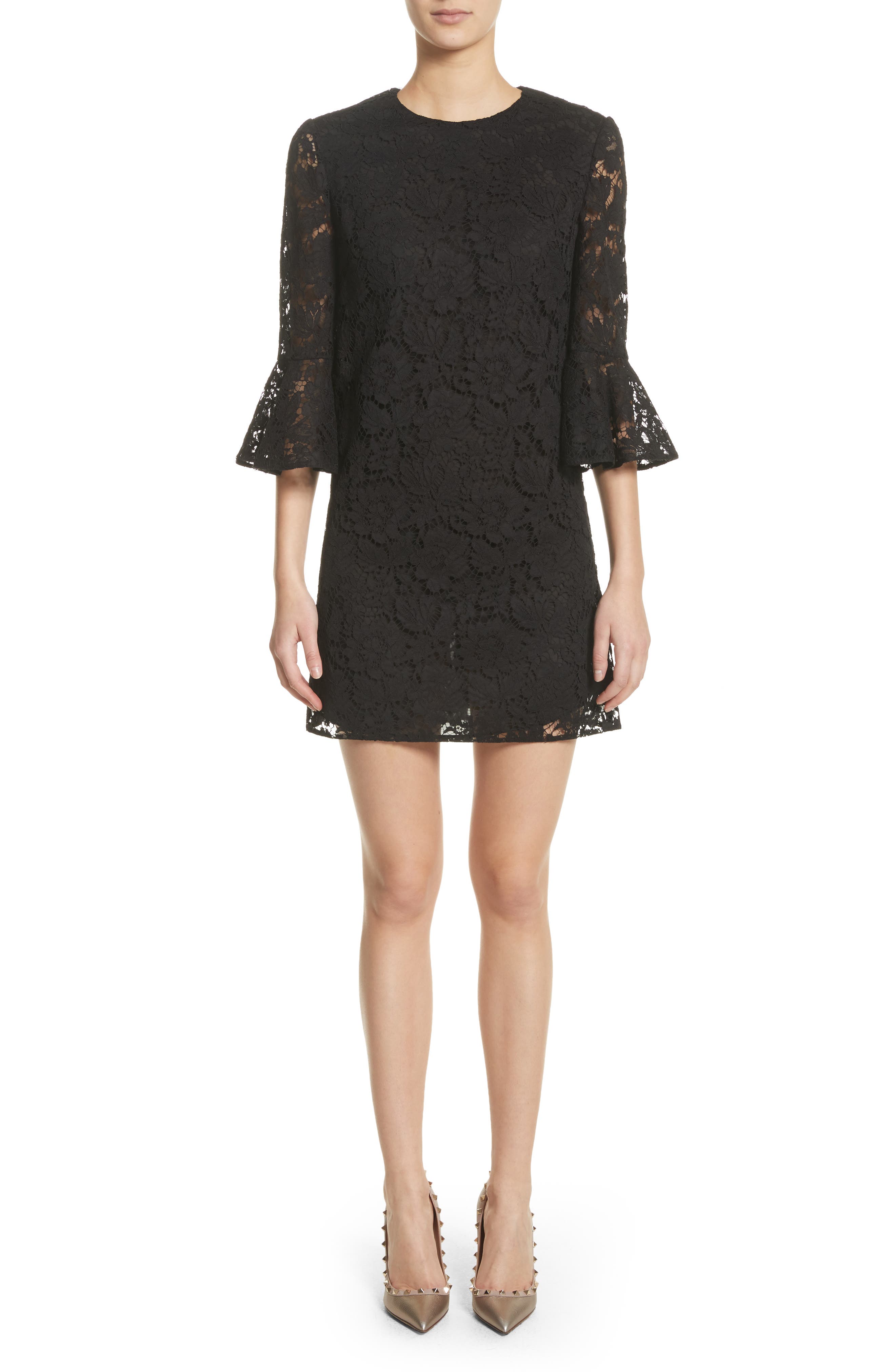 Valentino Lace Bell Sleeve Dress, US / 40 IT - Black