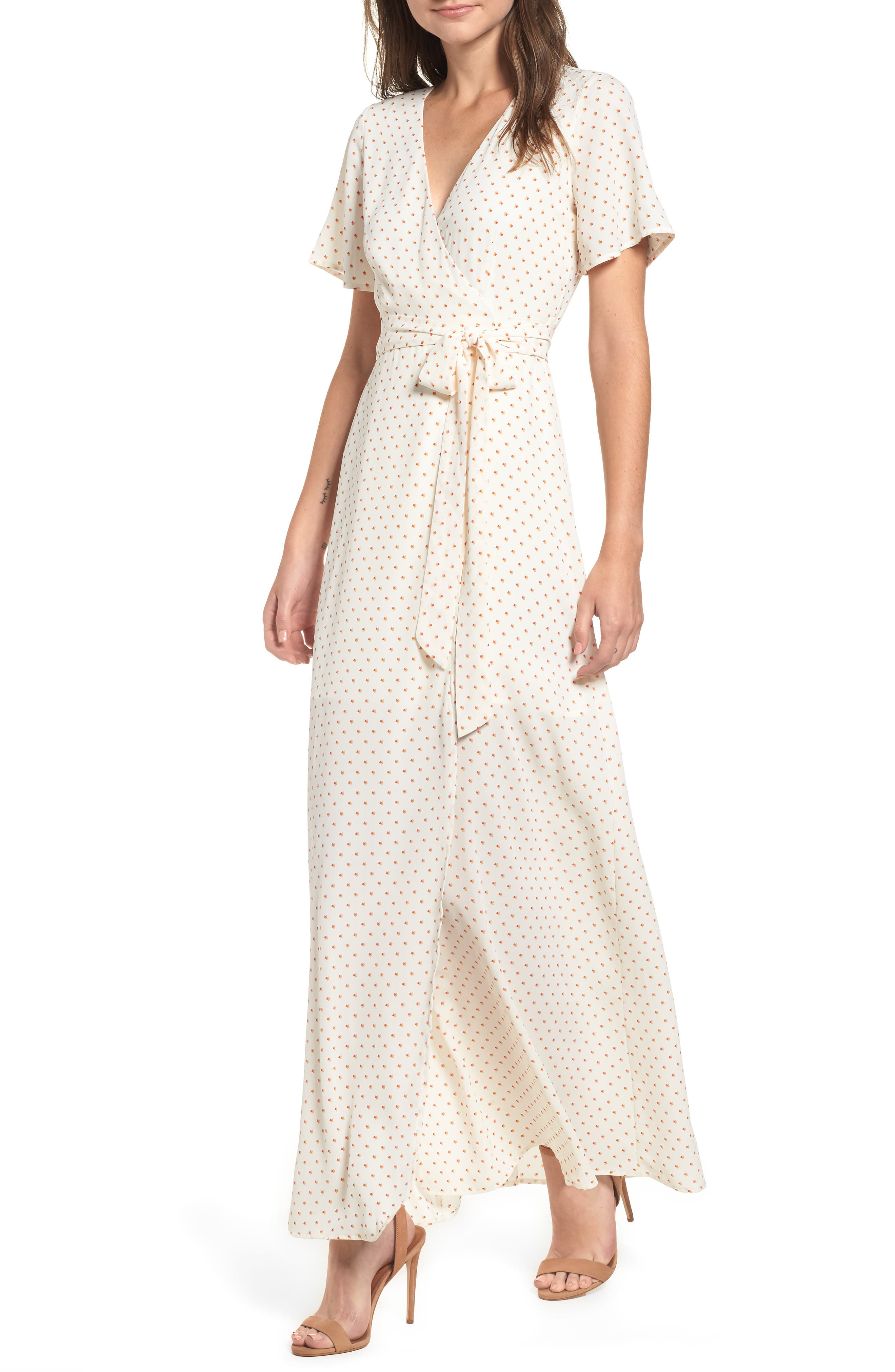 Leith Wrap Maxi Dress, Ivory