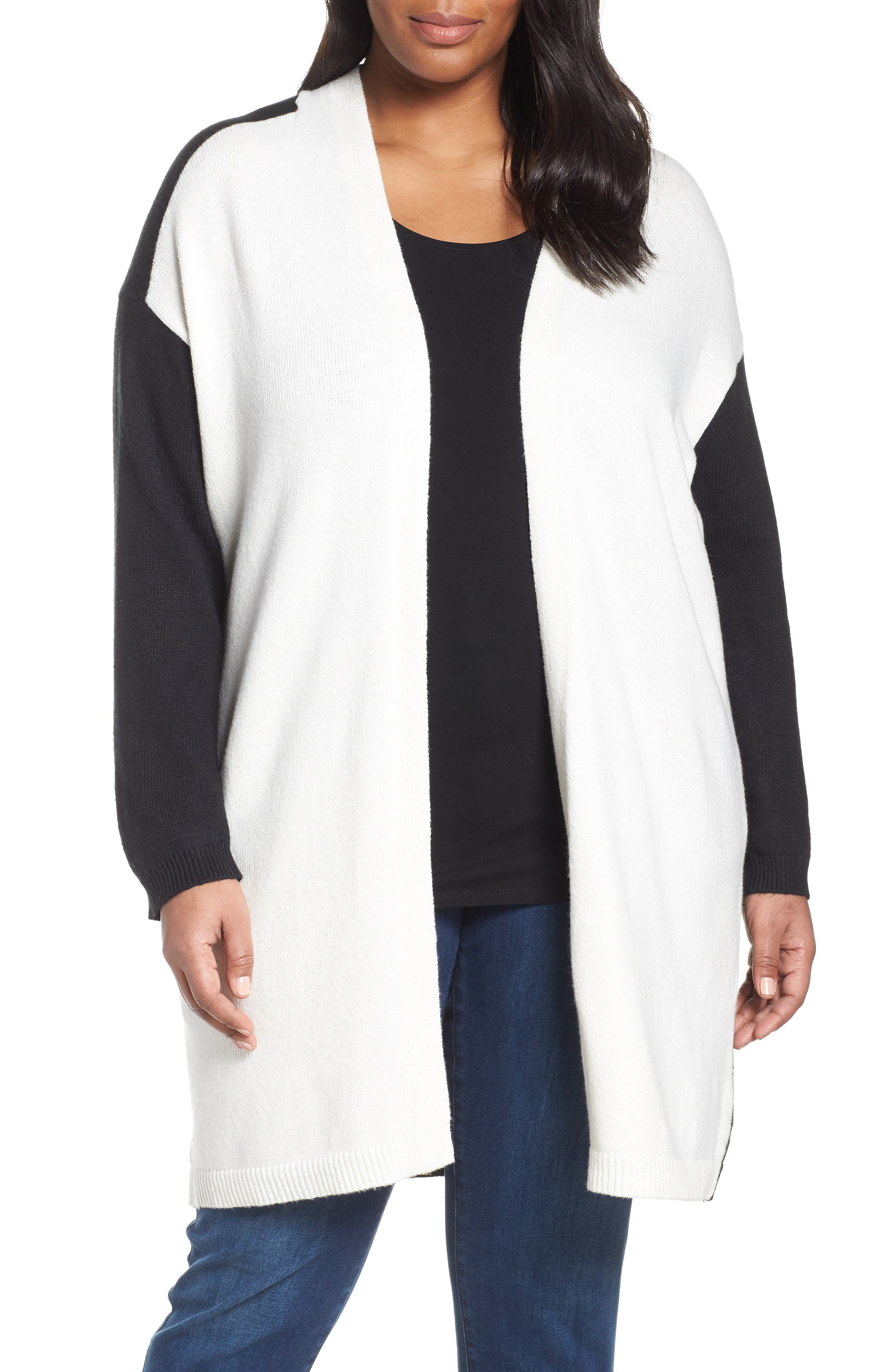 Plus Size Vince Camuto Colorblock Cardigan, Blue
