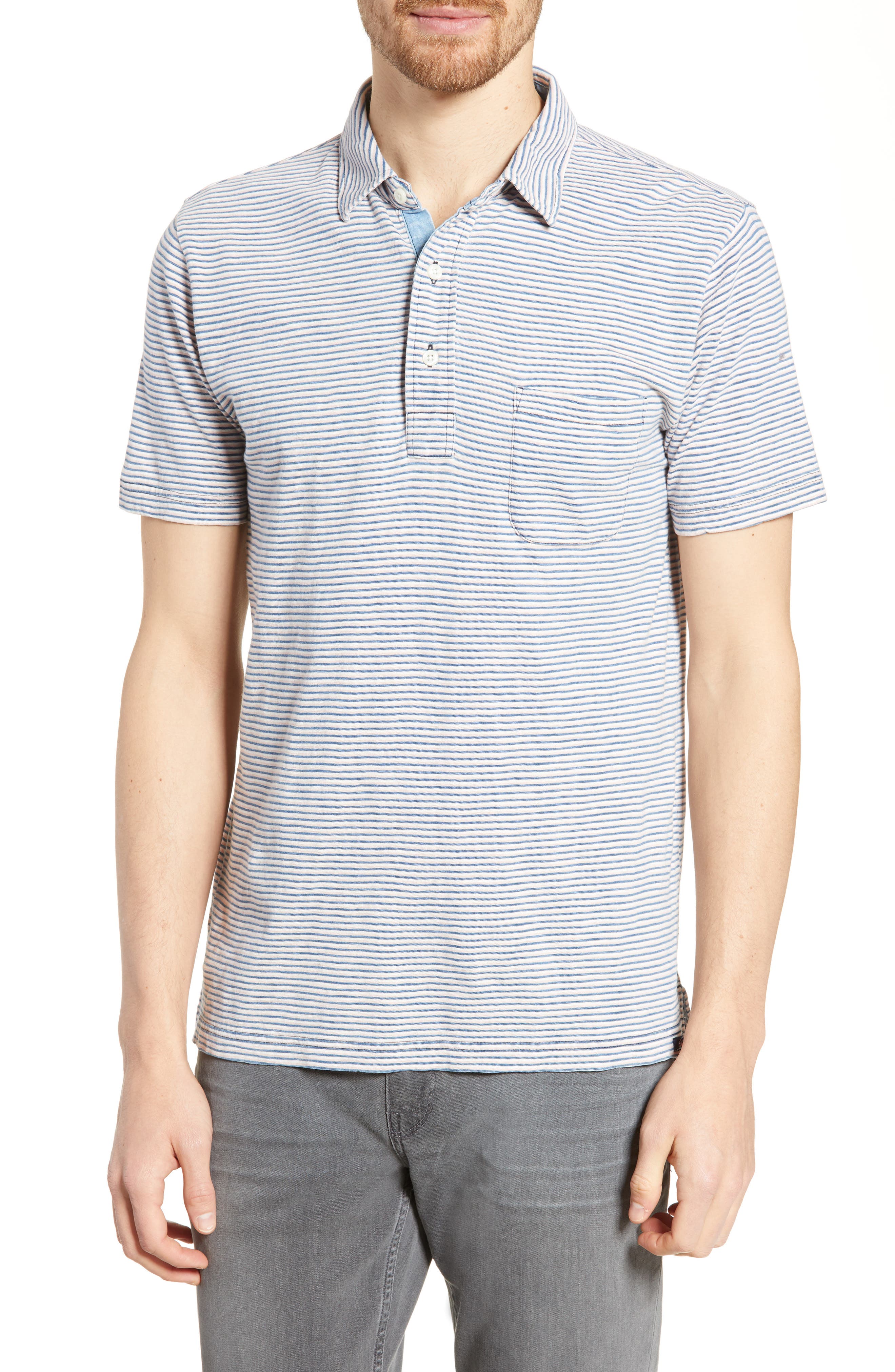 Faherty Stripe Polo, Pink