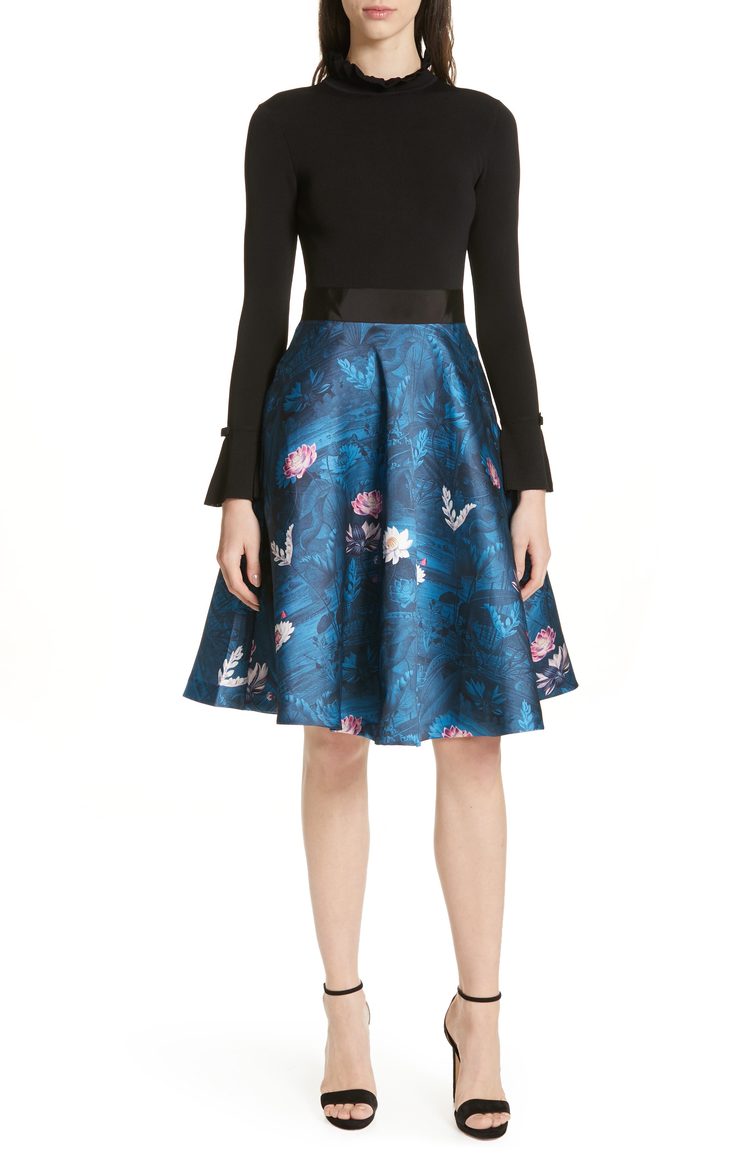 Ted Baker London Kalinaa Wonderland Fit & Flare Dress, Black