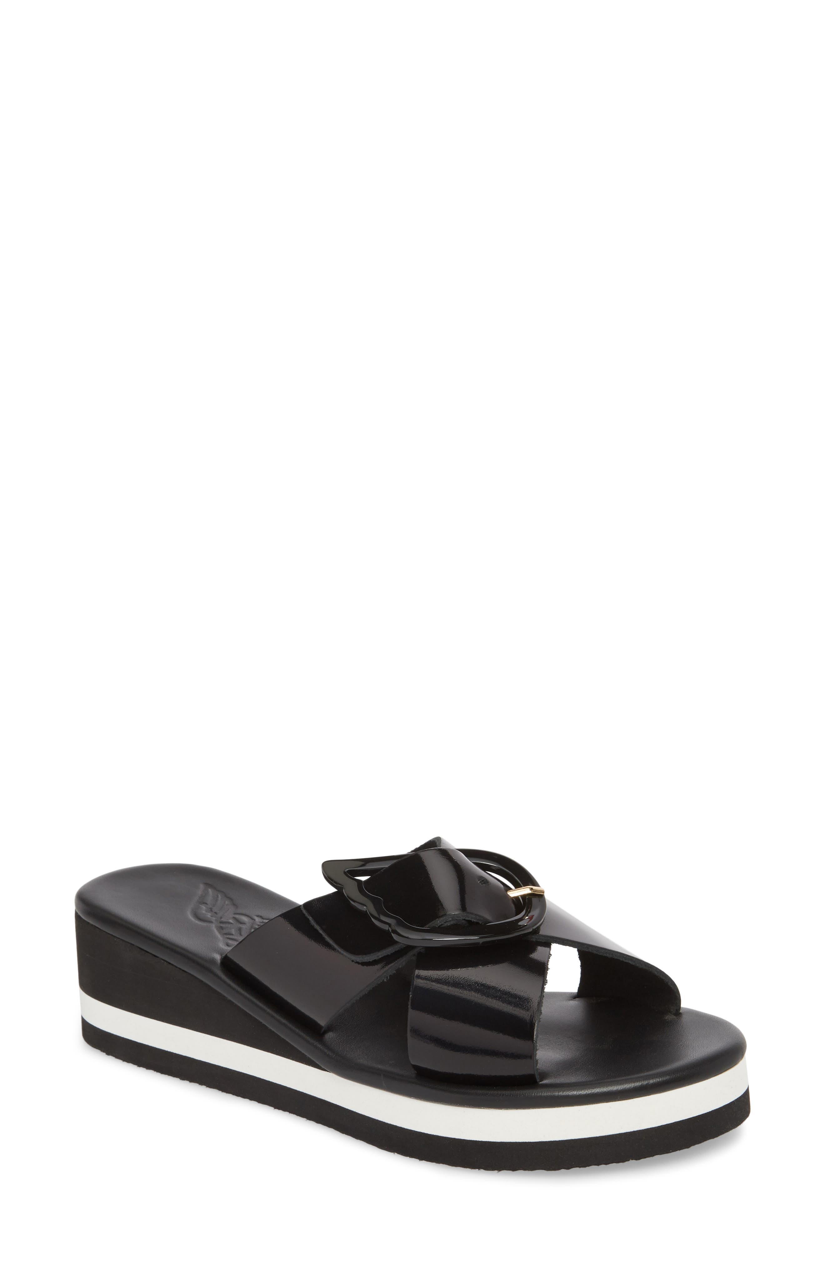 Ancient Greek Sandals Thais Wedge Slide Sandal, Black