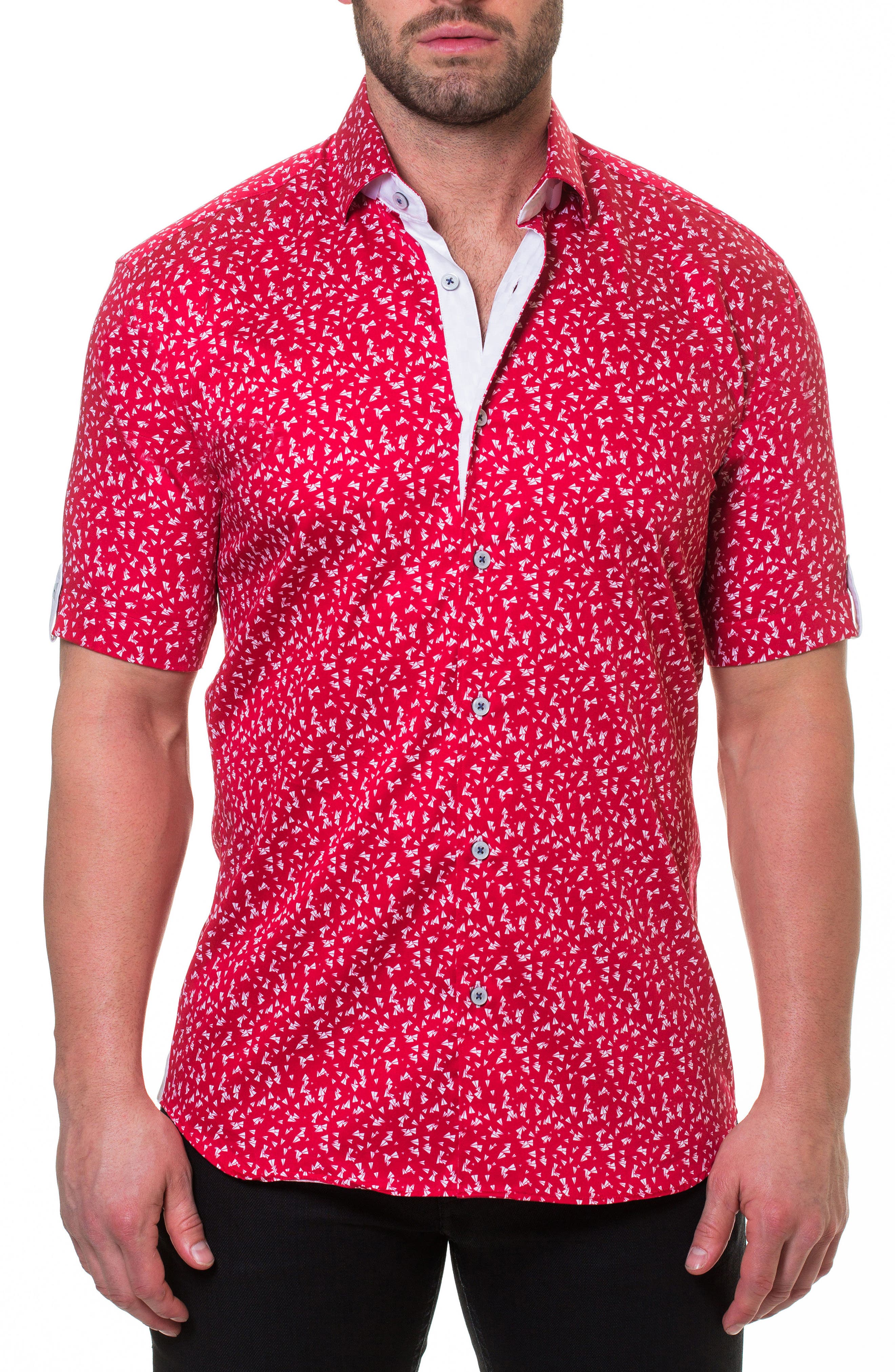 Maceoo Fresh Paper Plane Slim Fit Sport Shirt, Red