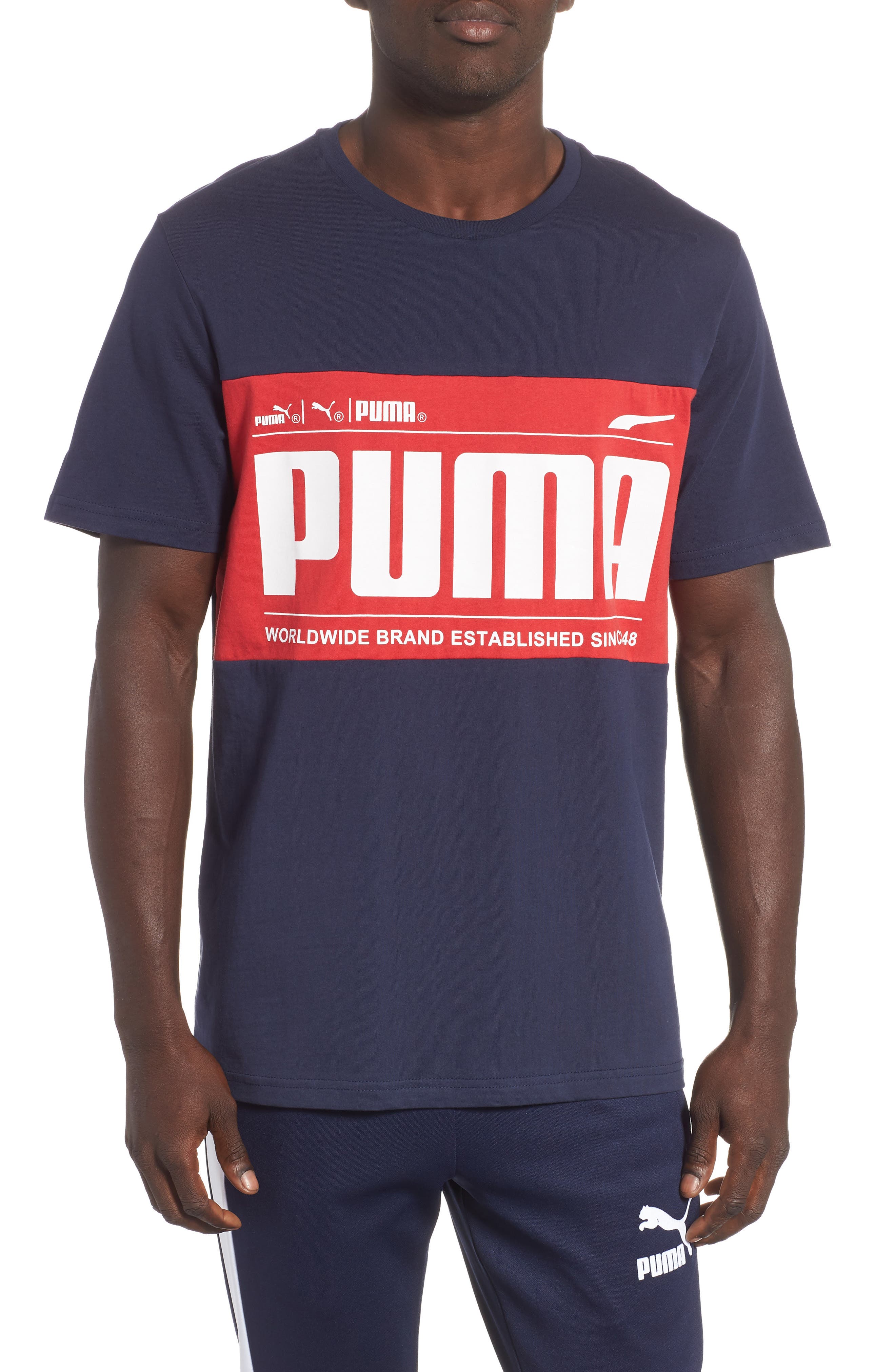 Puma Graphic Logoblock T-Shirt, Blue