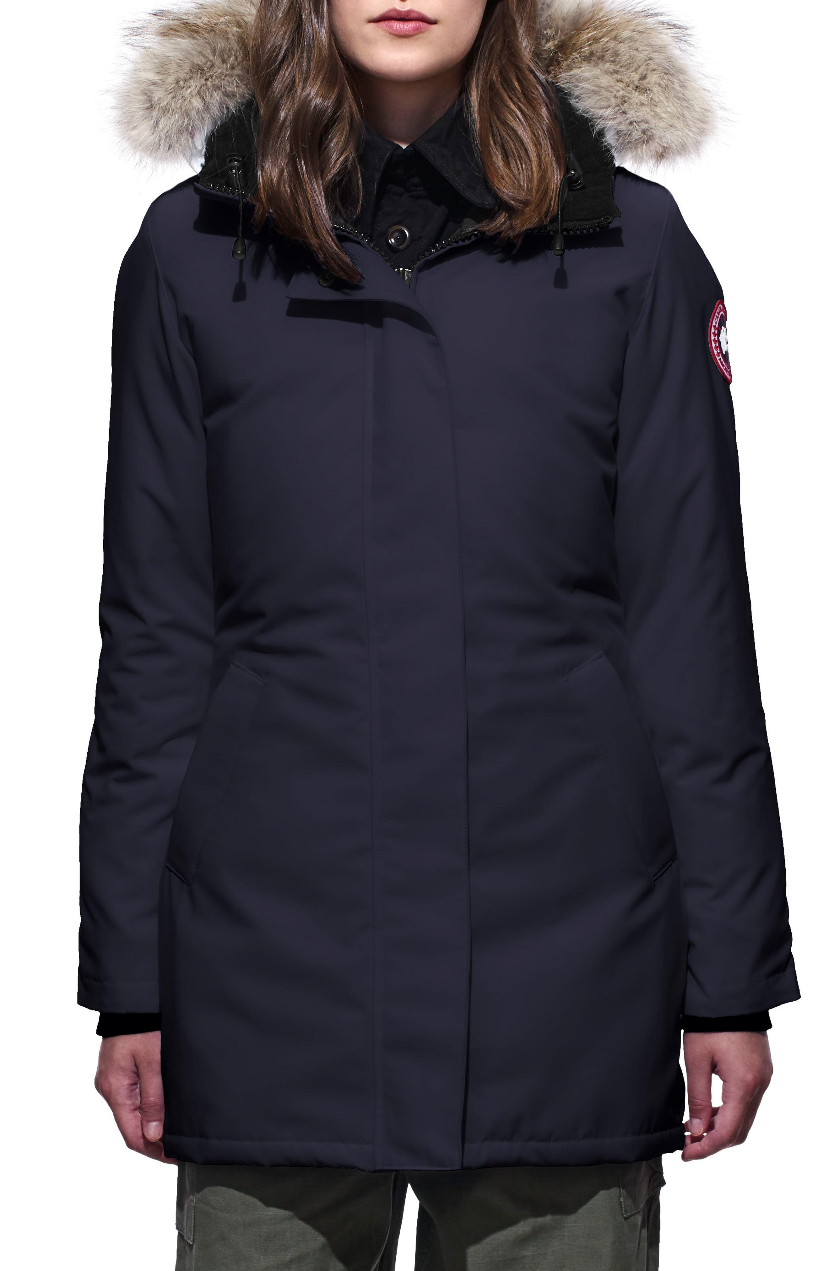 Canada Goose Victoria Down Parka With Genuine Coyote Fur Trim, (6-8) - Blue