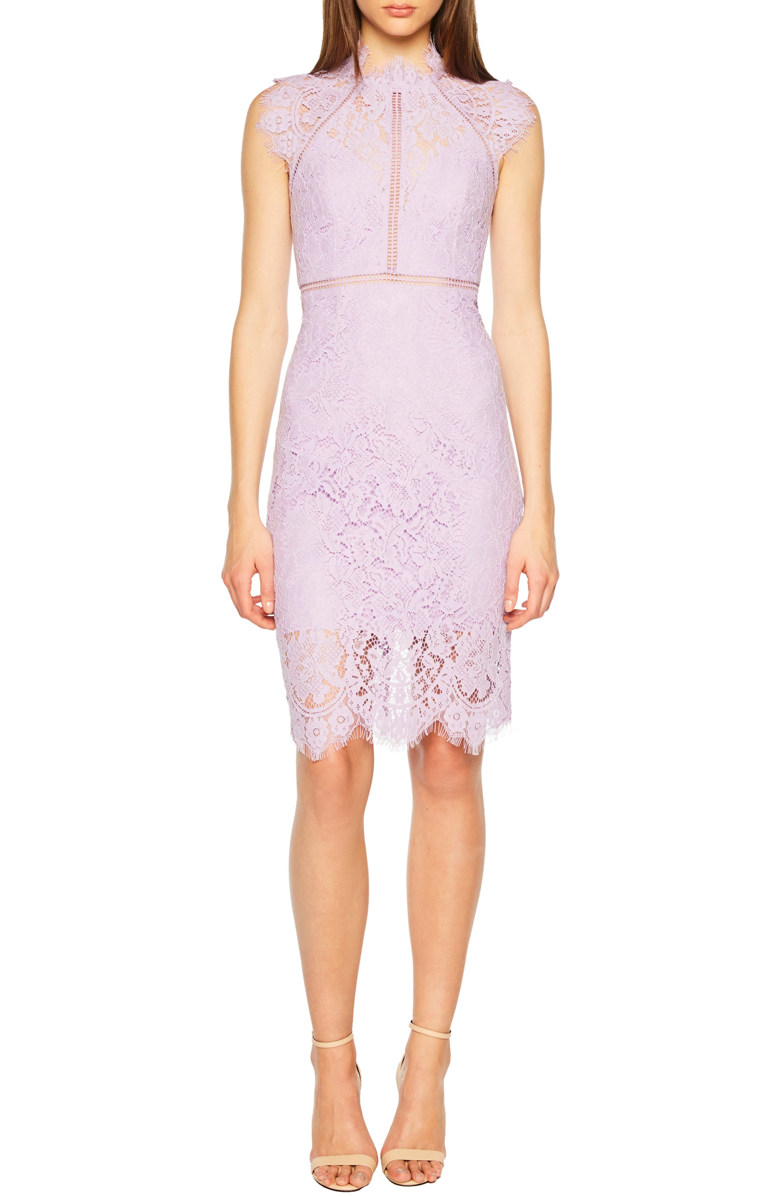 Bardot Lace Sheath Dress, Purple