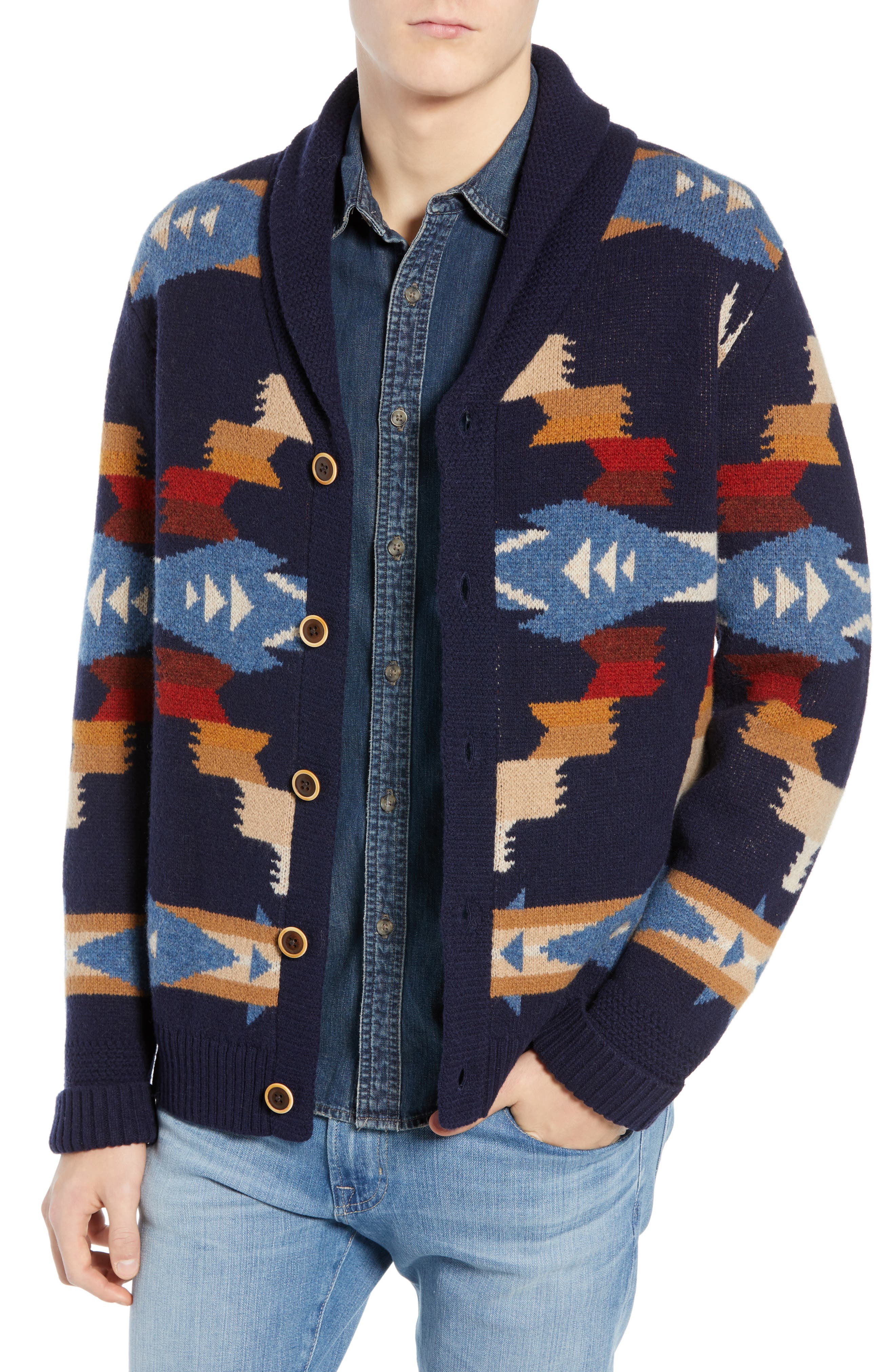 Pendleton Tucson Lambswool Cardigan, Blue