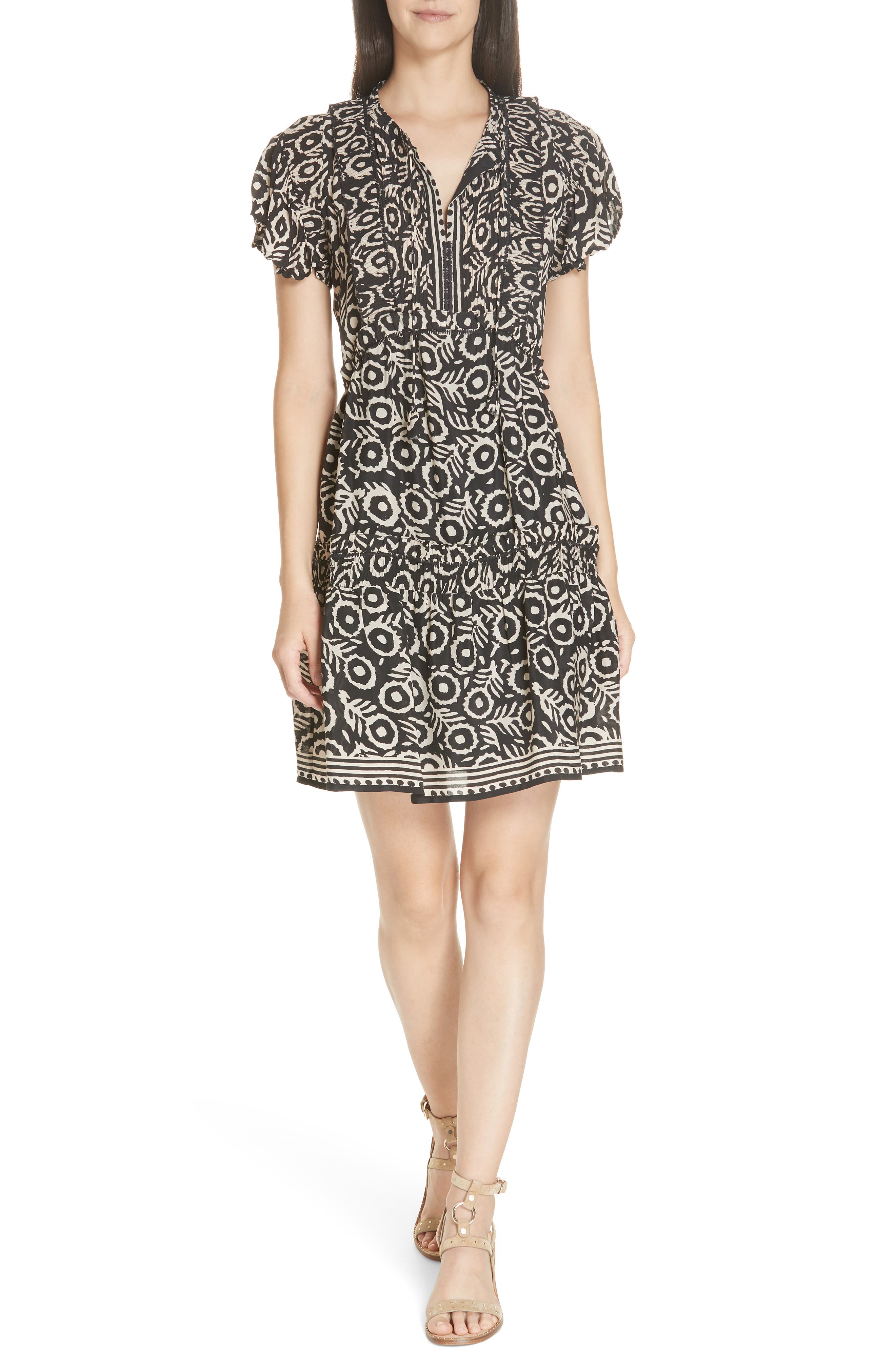 Sea Emi Flutter Sleeve Dress, Black