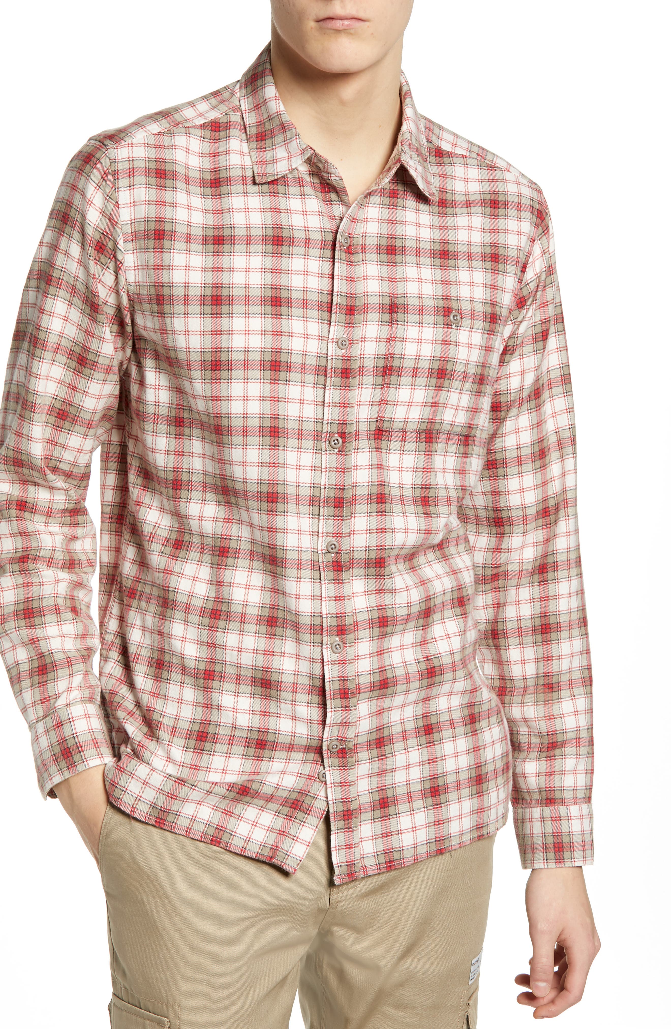 Hurley Ranger Plaid Cotton Flannel Sport Shirt, Red