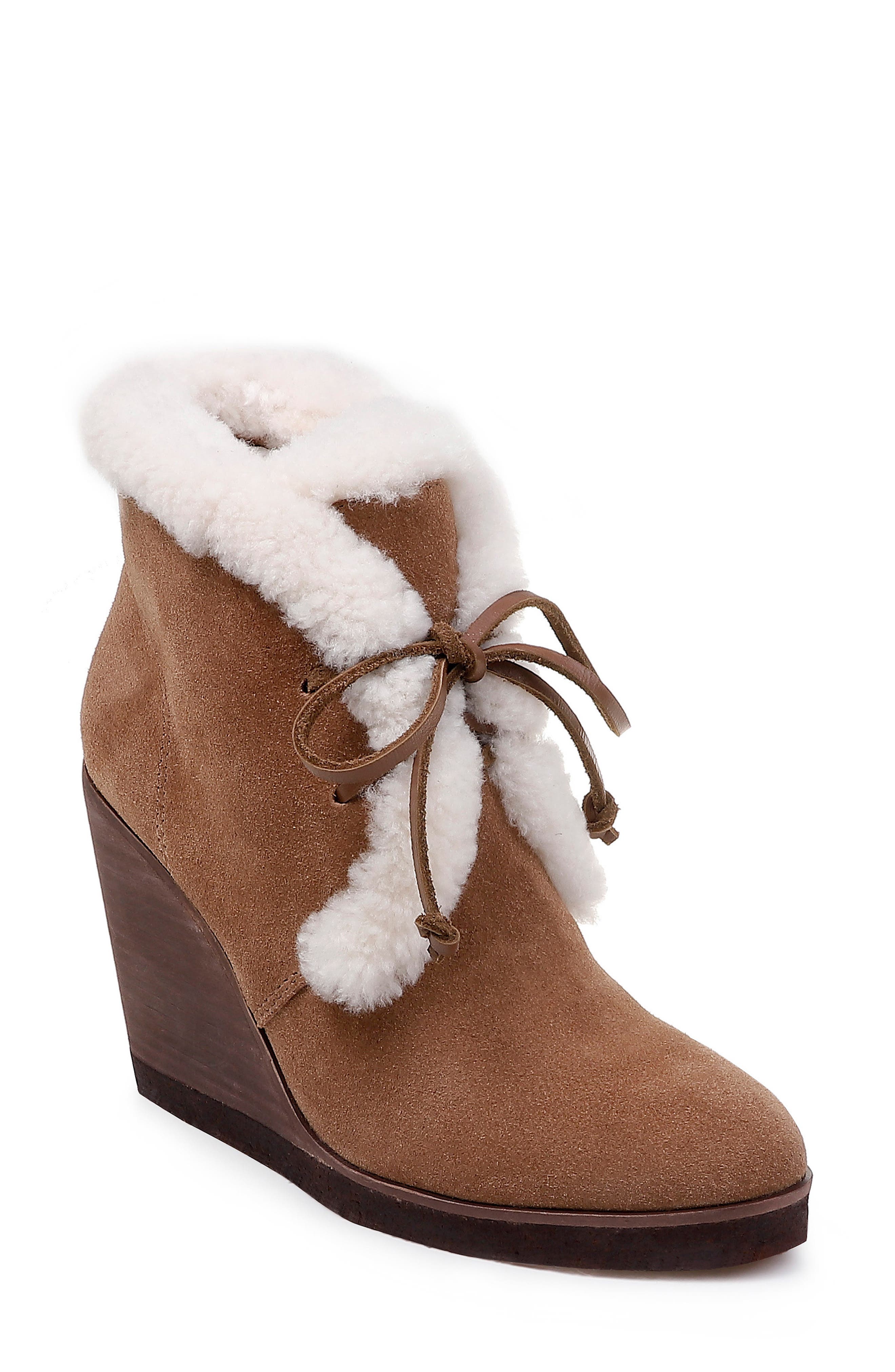 Splendid Catalina Faux-Shearling Wedge Bootie