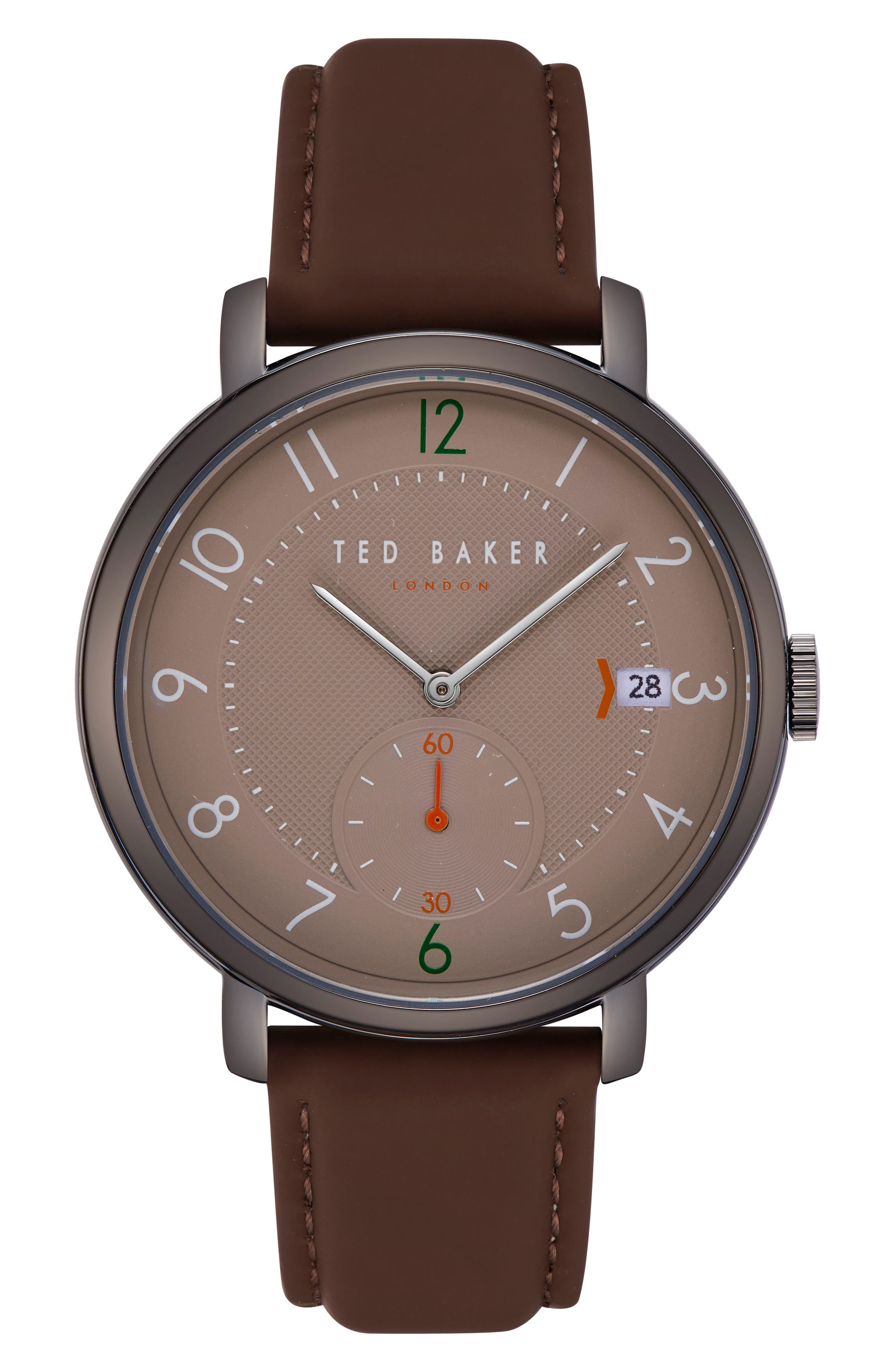Ted Baker London Oscar Leather Strap Watch, 4m
