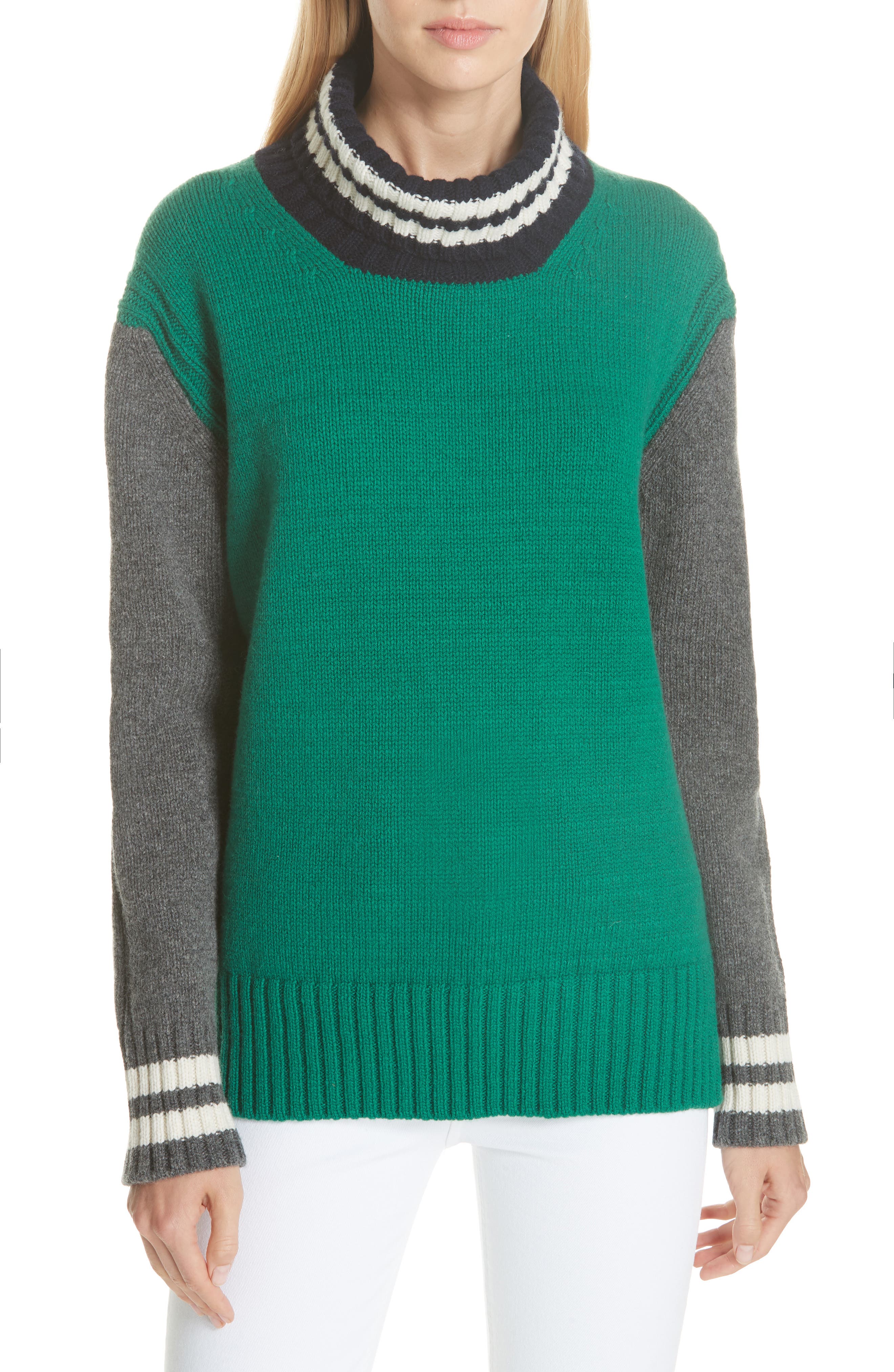 & daughter Fintra Colorblock Wool Tunic Sweater, Green