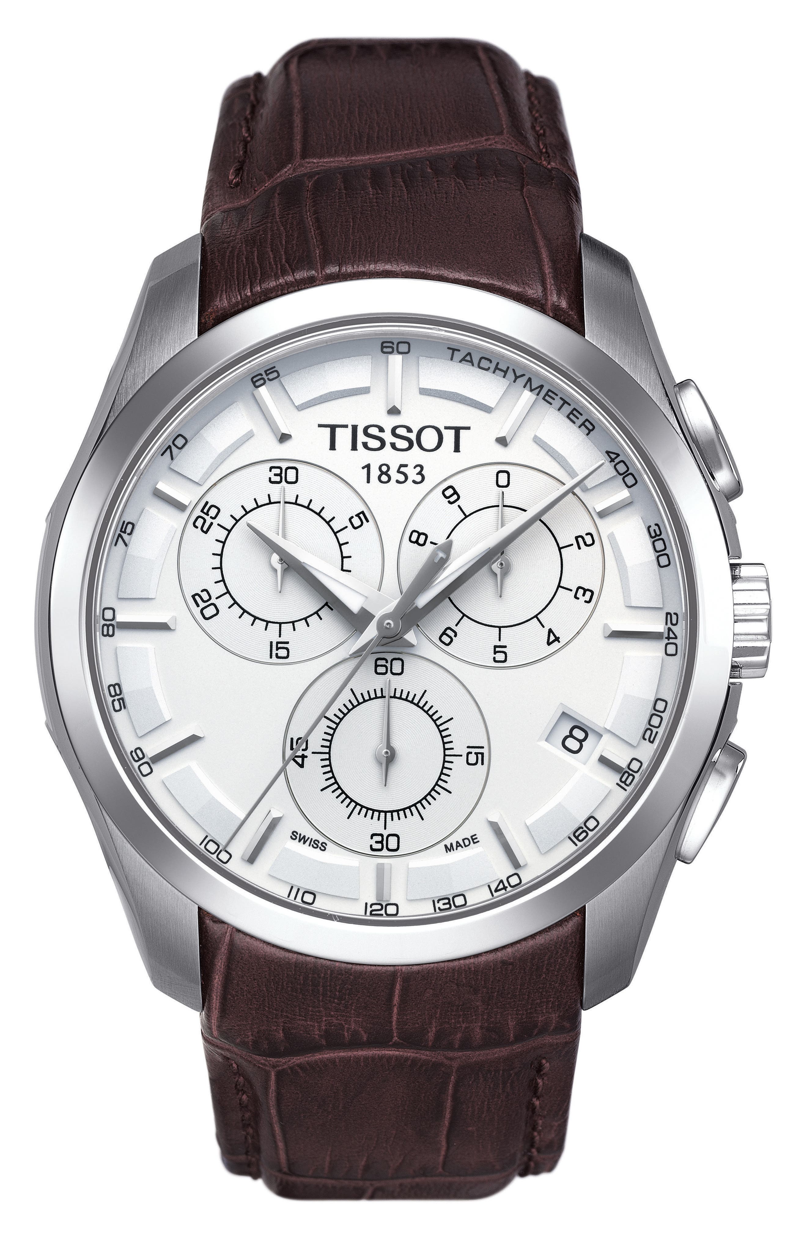 Tissot Couturier Chronograph Leather Strap Watch, 41mm Nordstrom