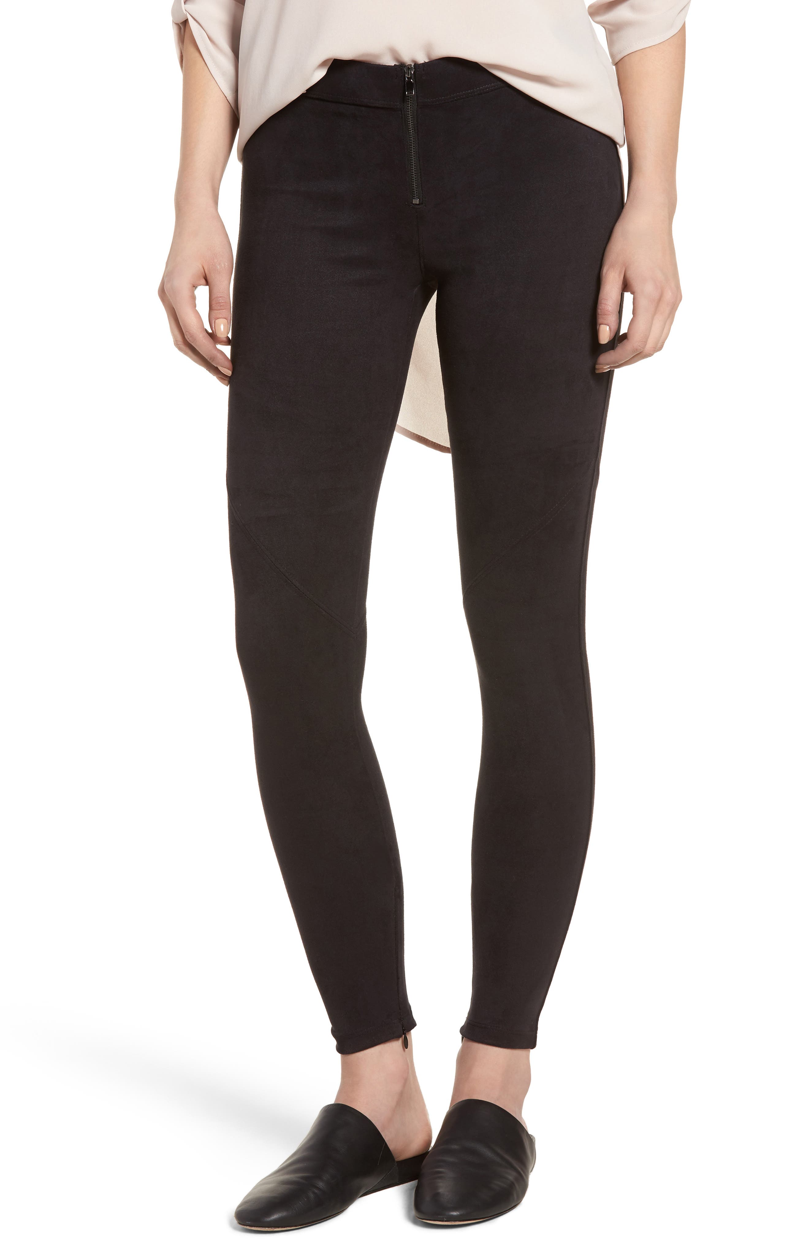 David Lerner Faux Suede Leggings, Black