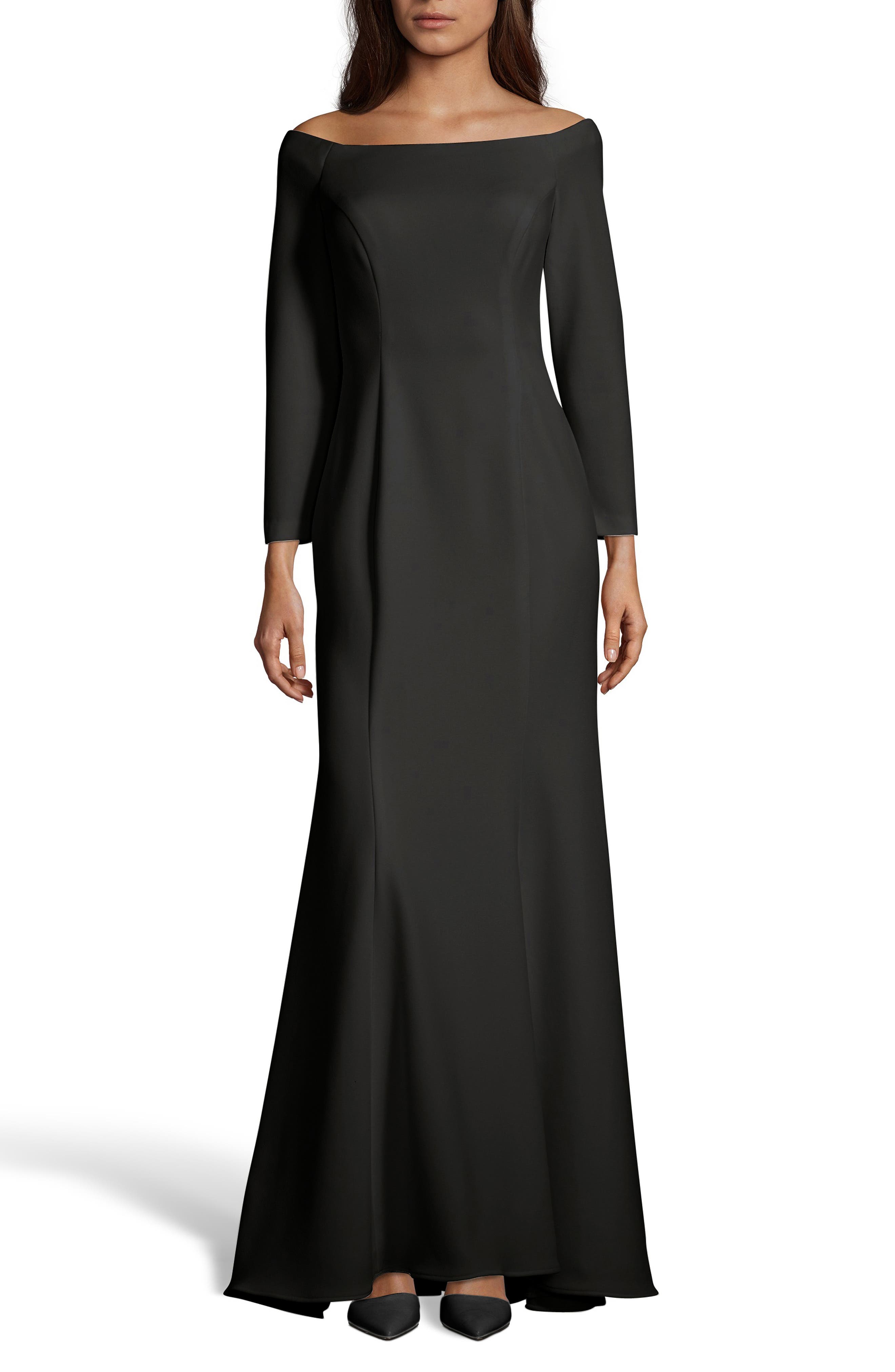 Xscape Off The Shoulder Trumpet Gown, Black