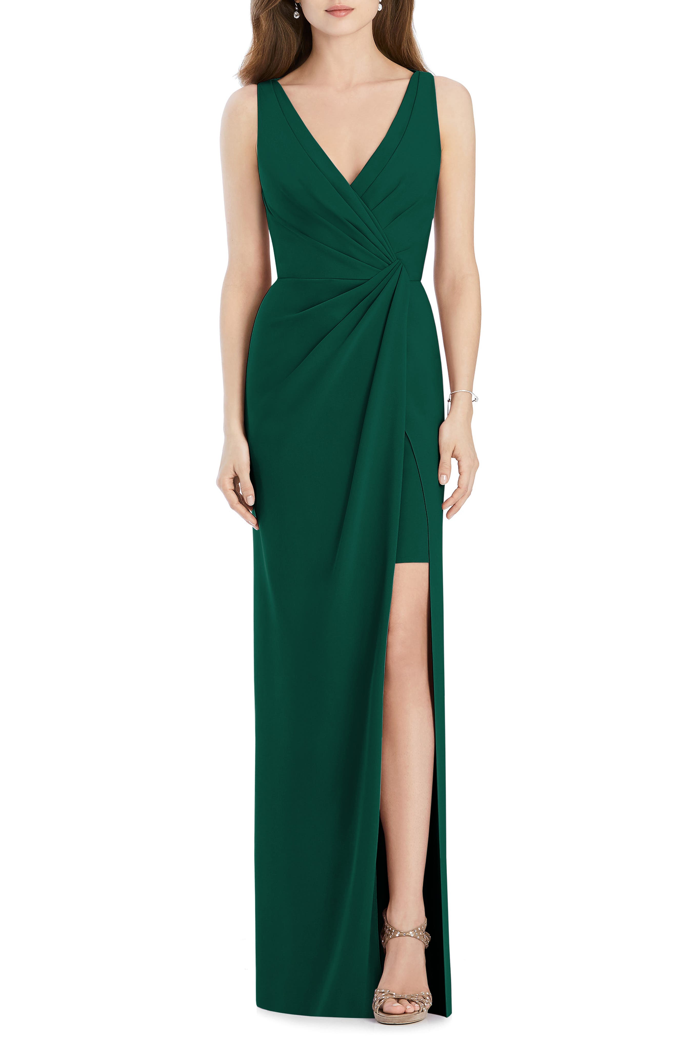 Jenny Packham Crepe Column Gown, Green