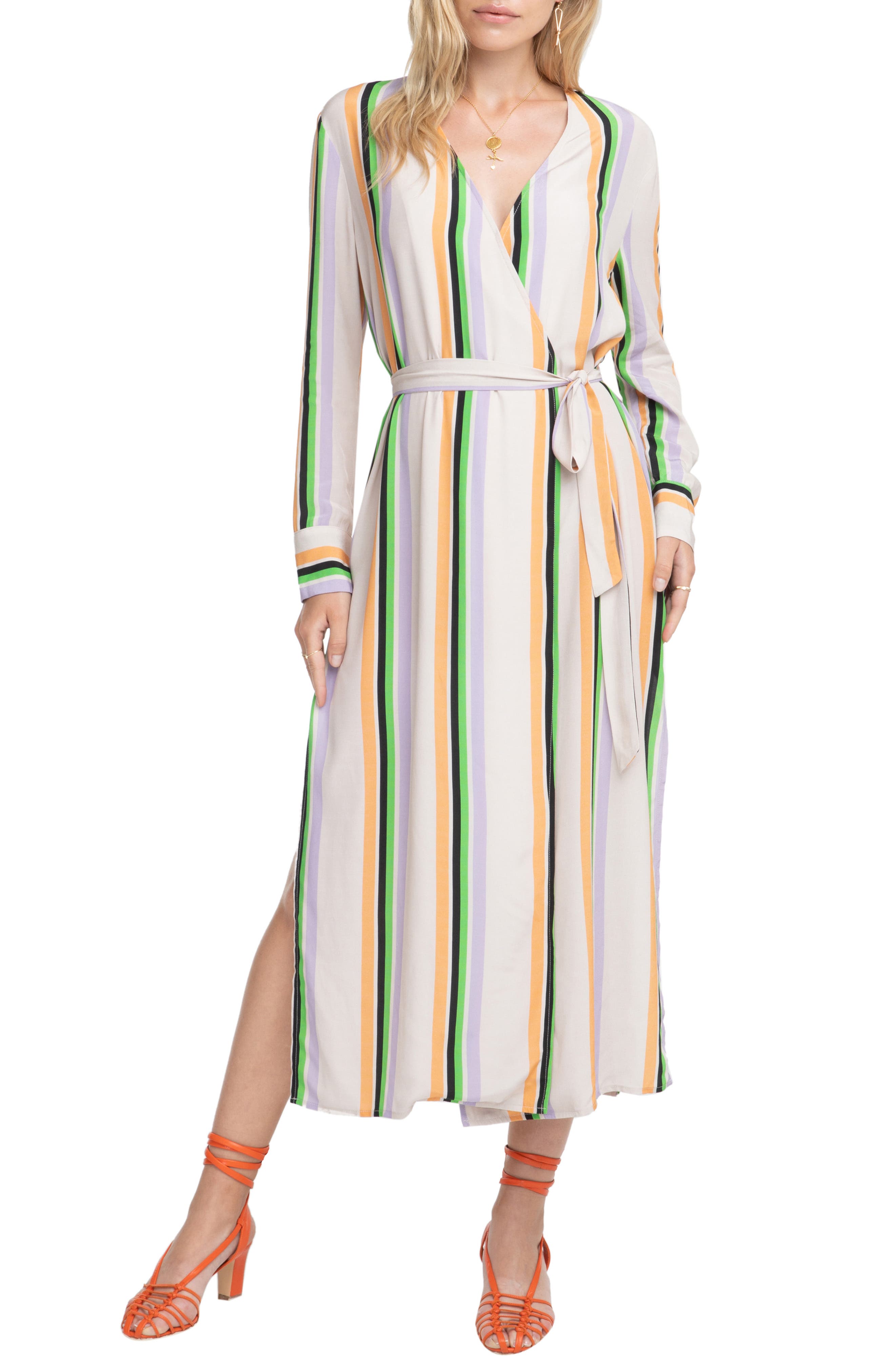 Astr The Label Micah Stripe Maxi Dress, Beige