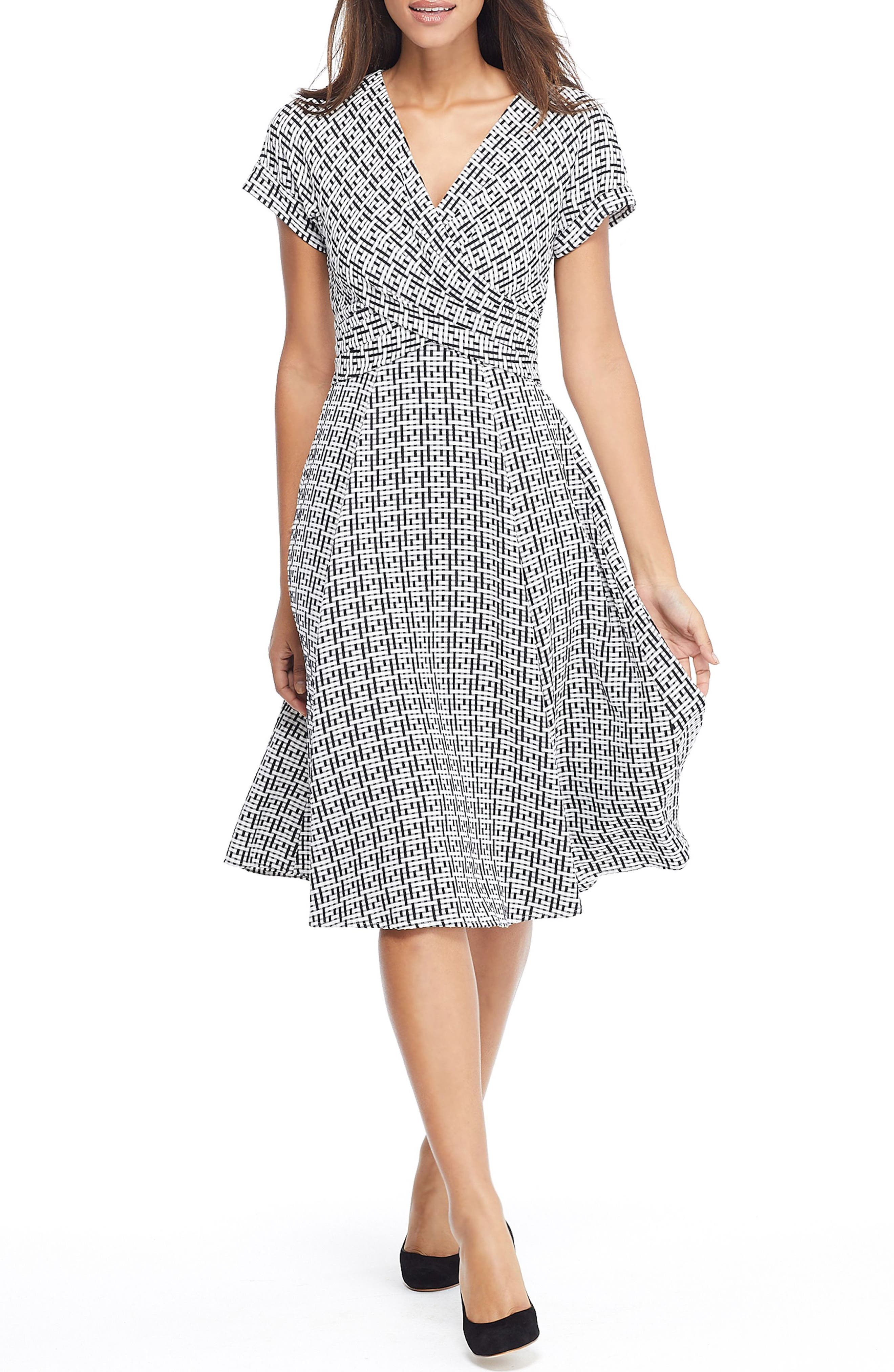 Gal Meets Glam Collection Carson Variegated Gingham Bow Back Dress, Black