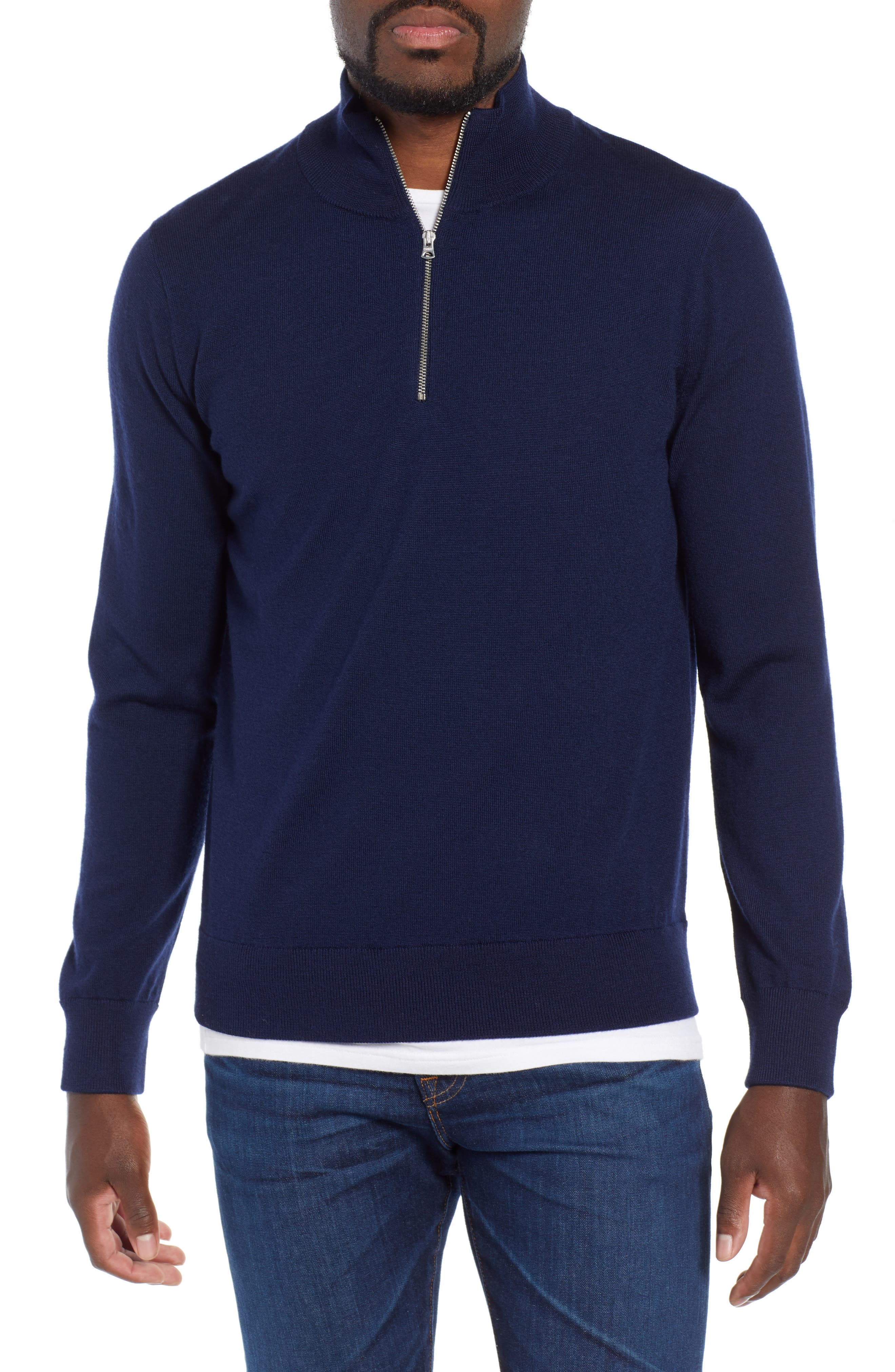 J.crew Half Zip Merino Wool Sweater, Blue