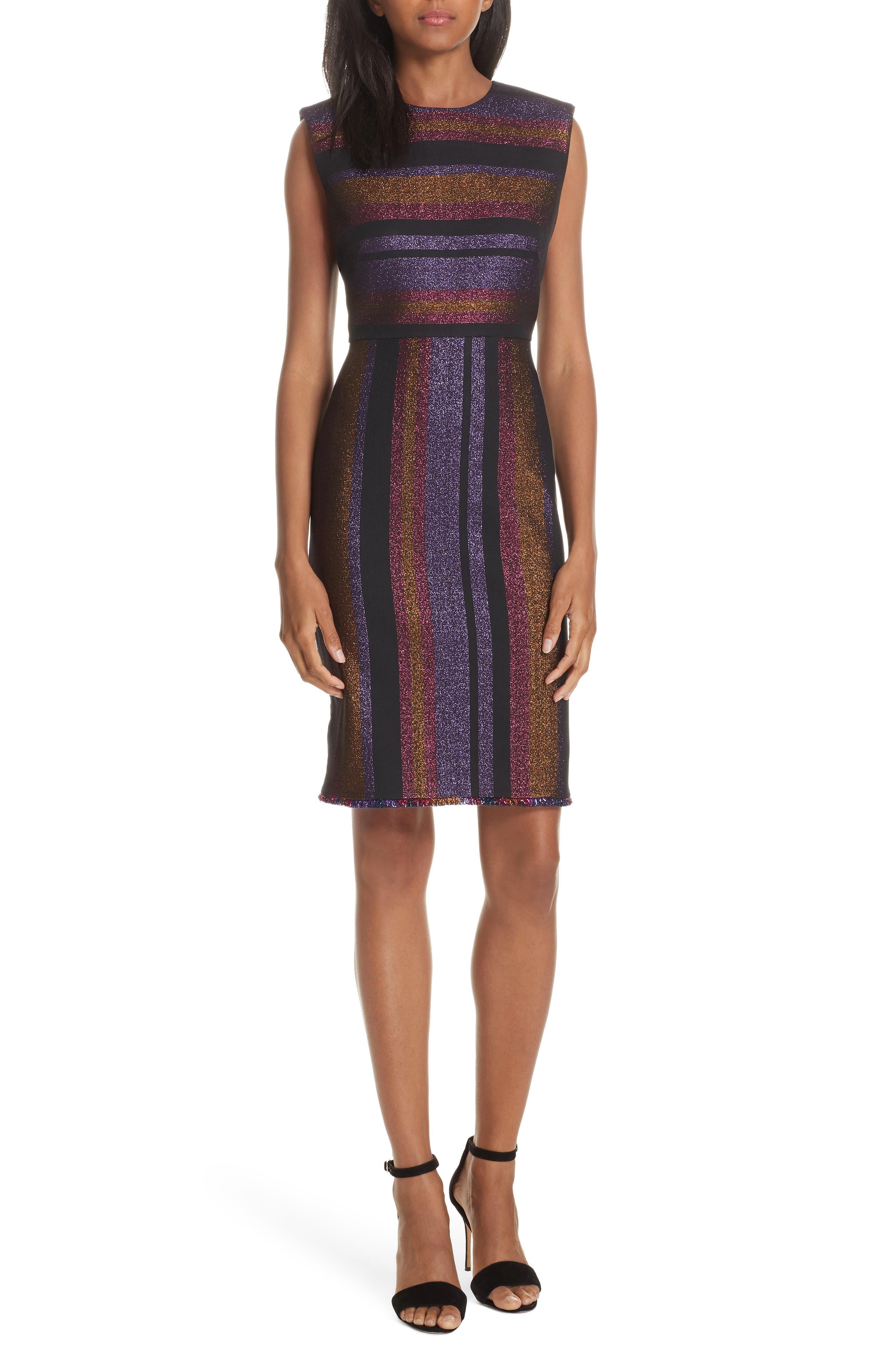 Dvf Metallic Stripe Sheath Dress