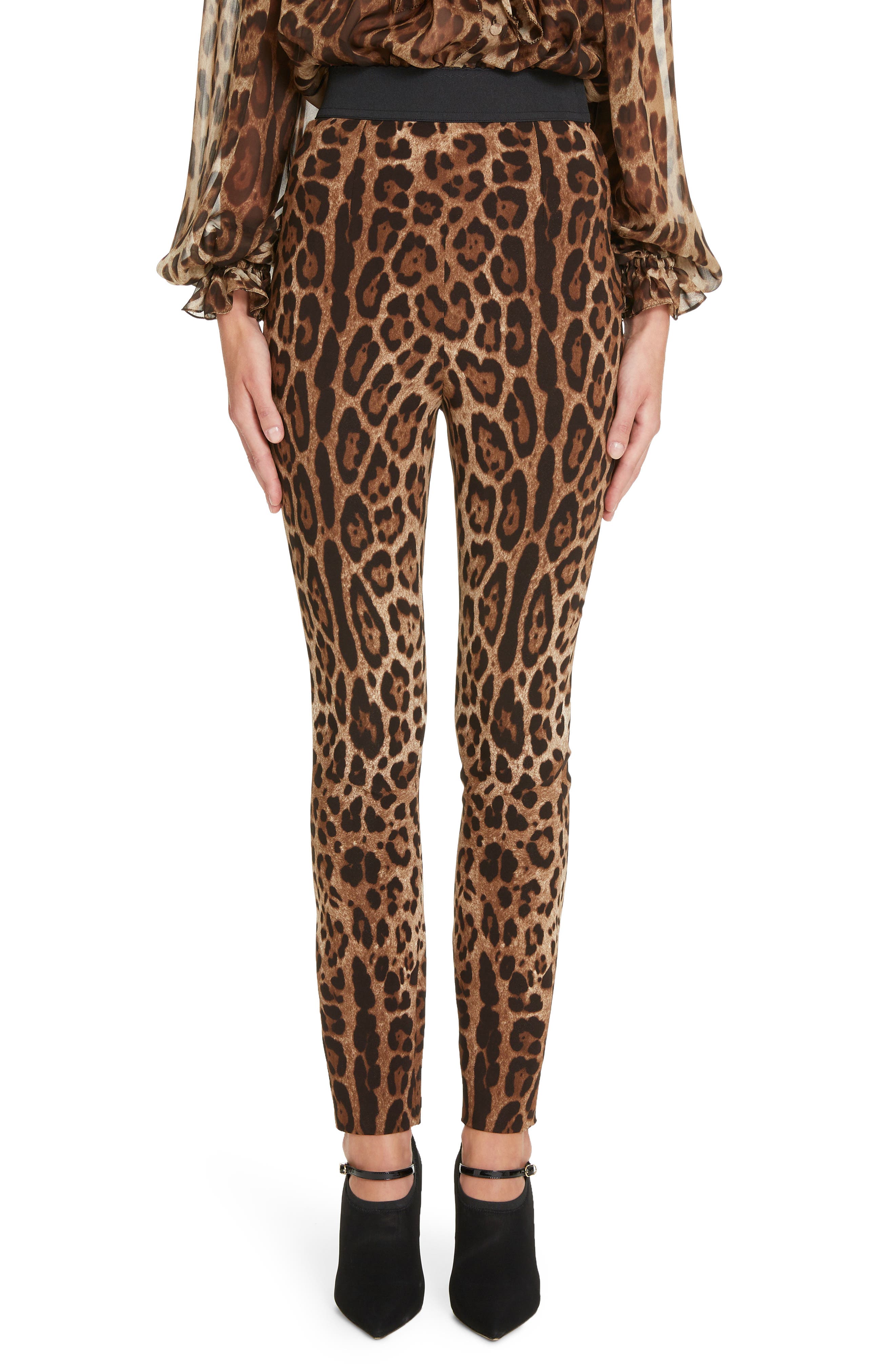 Dolce & gabbana Leopard Print Cady Leggings, US / 46 IT - Brown