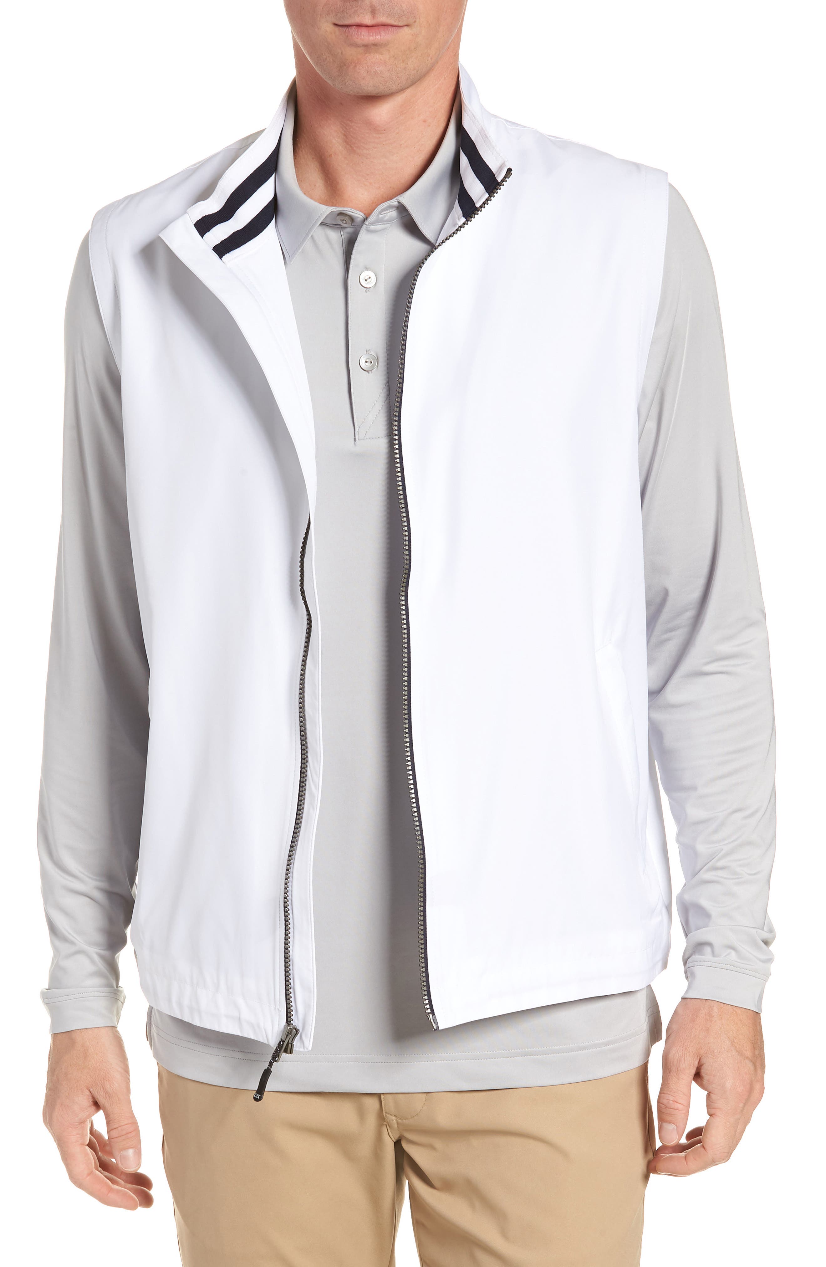 Cutter & Buck Nine Iron Drytec Zip Vest, White
