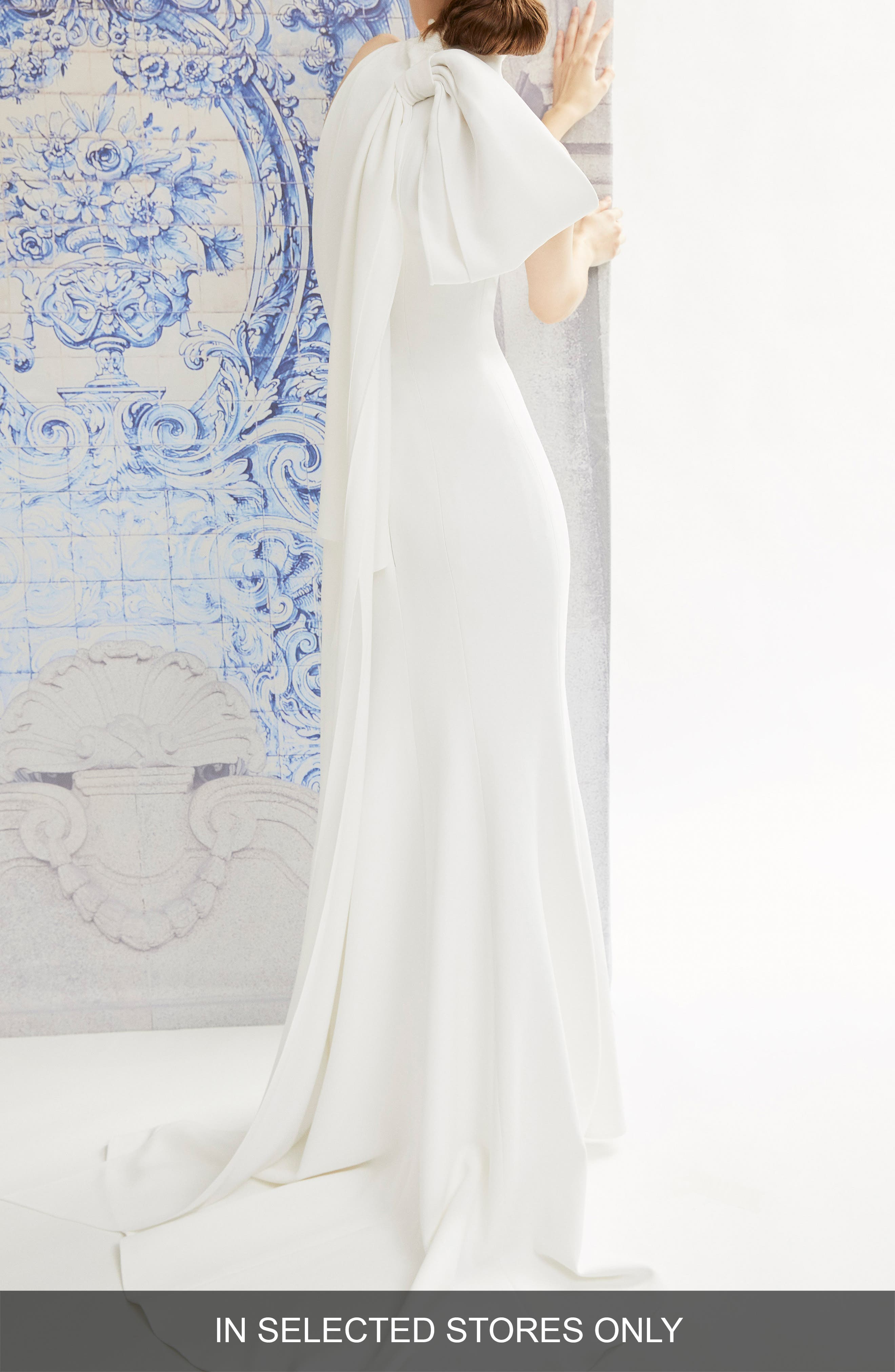 Carolina Herrera Iris Bow Back Detail Halter Wedding Dress, Size IN STORE ONLY - White
