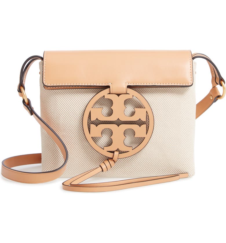 Tory Burch Miller Canvas & Leather Crossbody Bag - Brown In Natural | ModeSens
