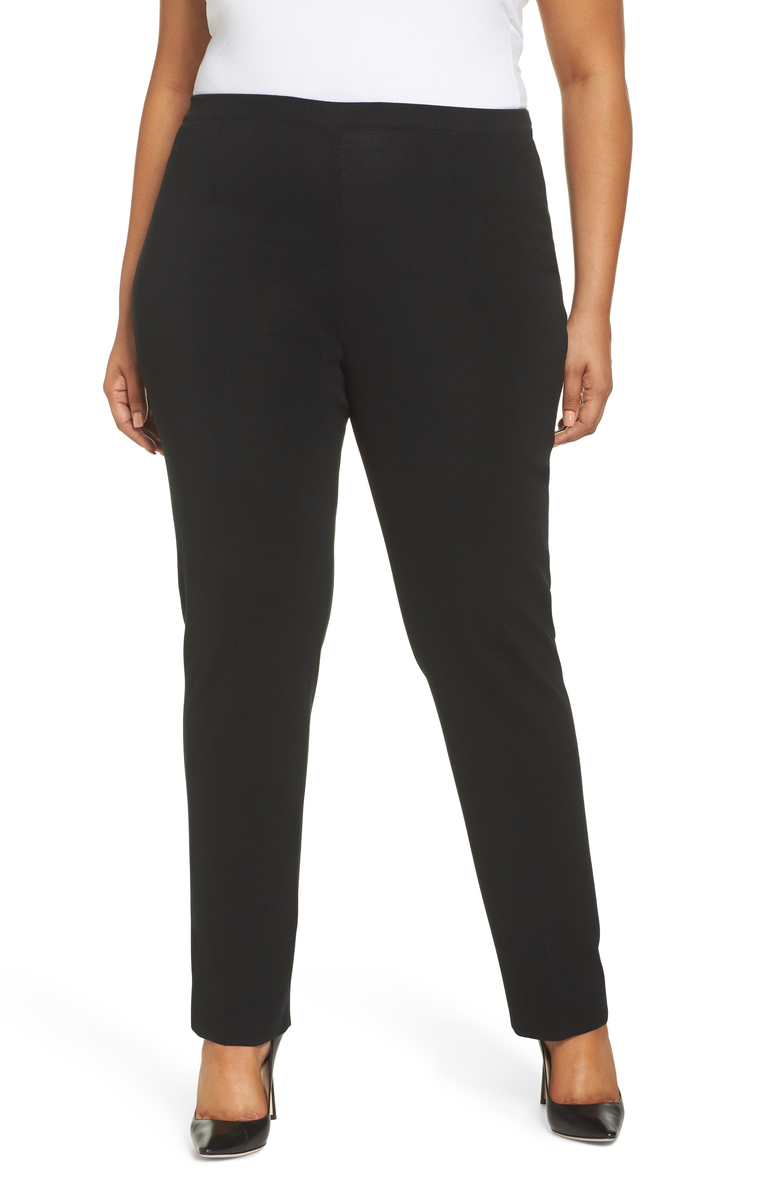 Plus Size Ming Wang Pull-On Pants, Black