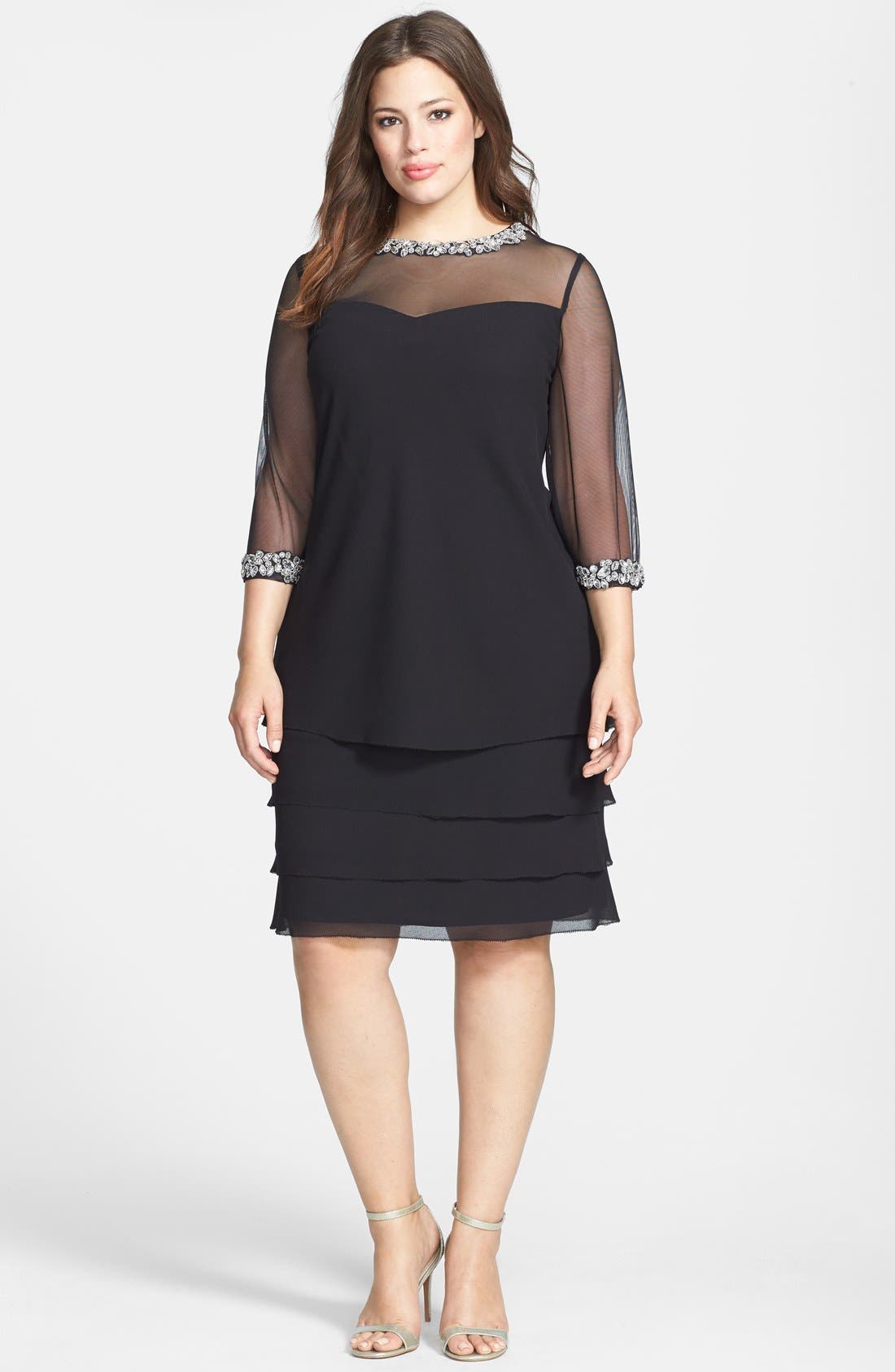 Alex Evenings Embellished Tiered Shift Dress (Plus Size) Nordstrom