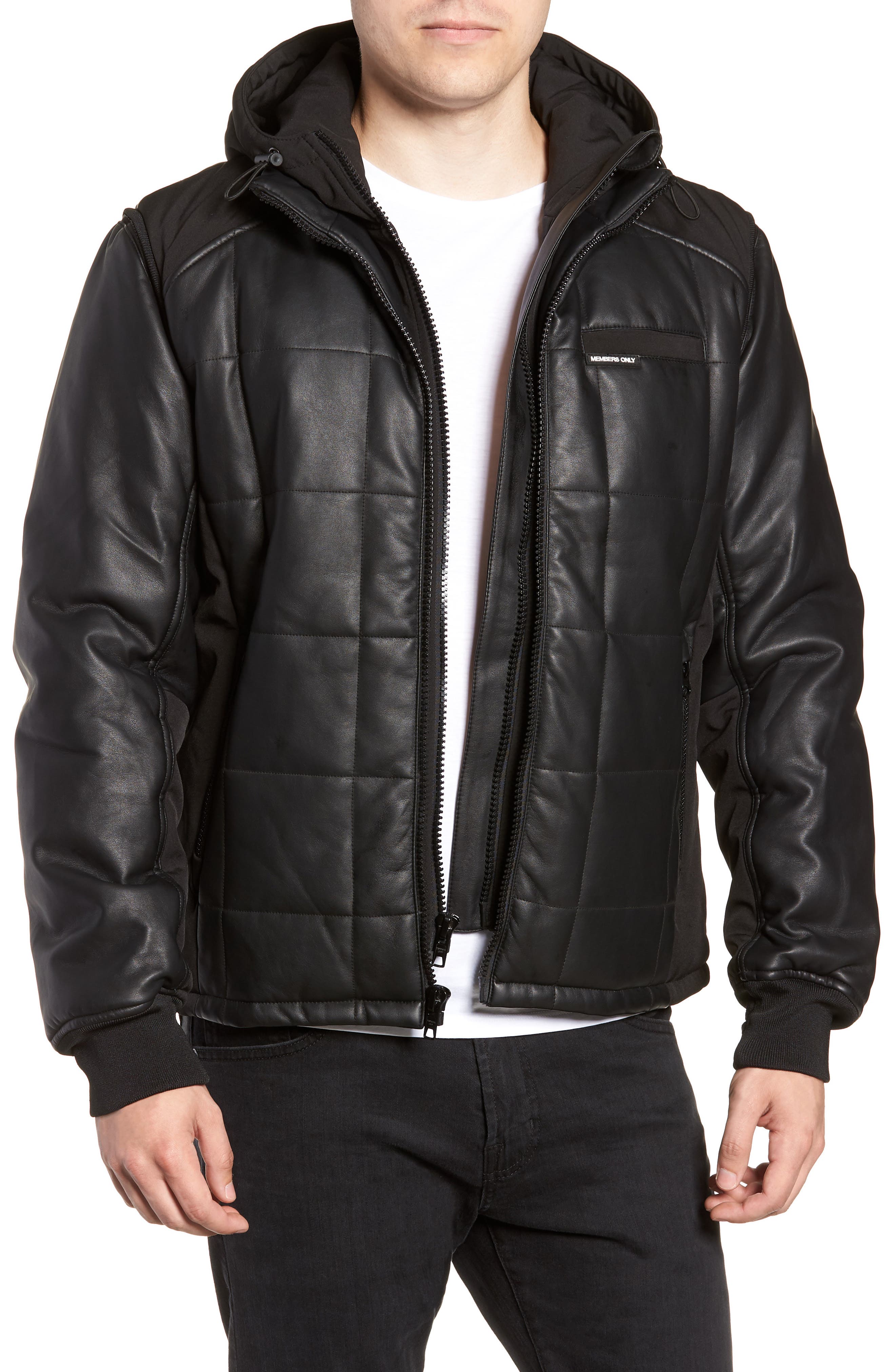 Members Only Quilted Convertible Vest/jacket, Black