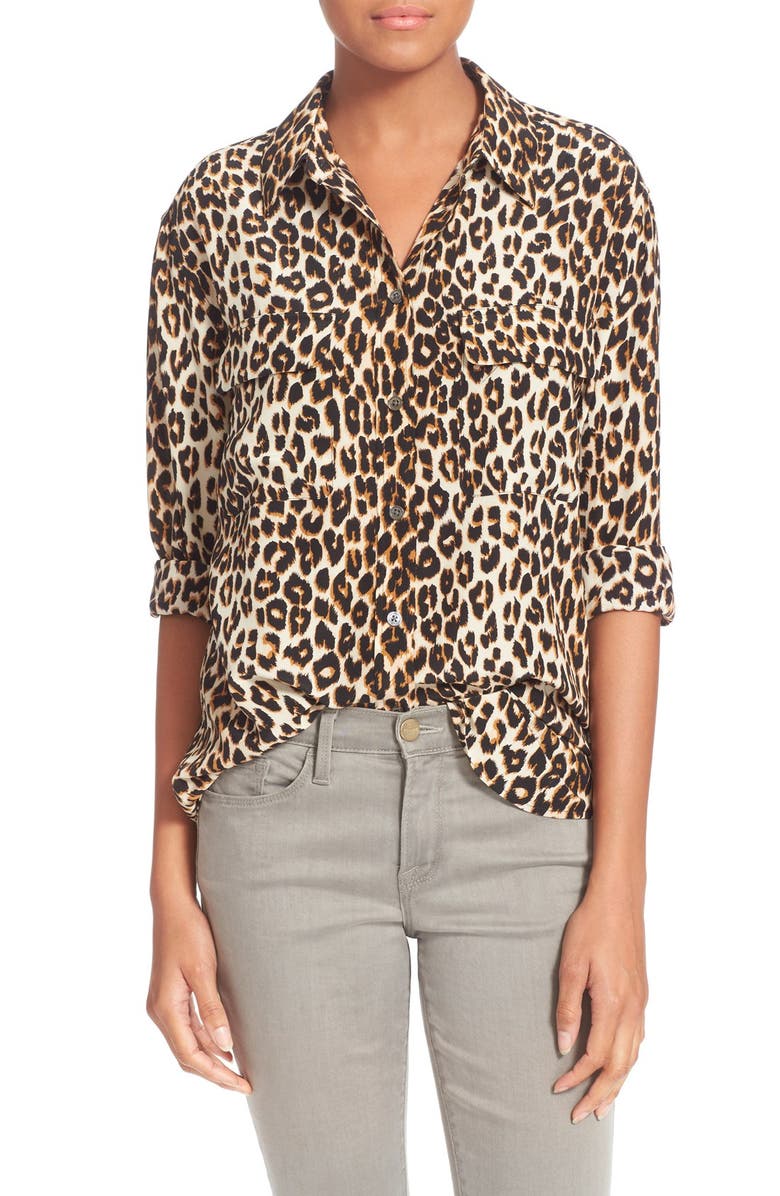Click to view more detailed imagery on our partner's website Equipment Slim Signature Leopard-printed Silk Shirt In Natural