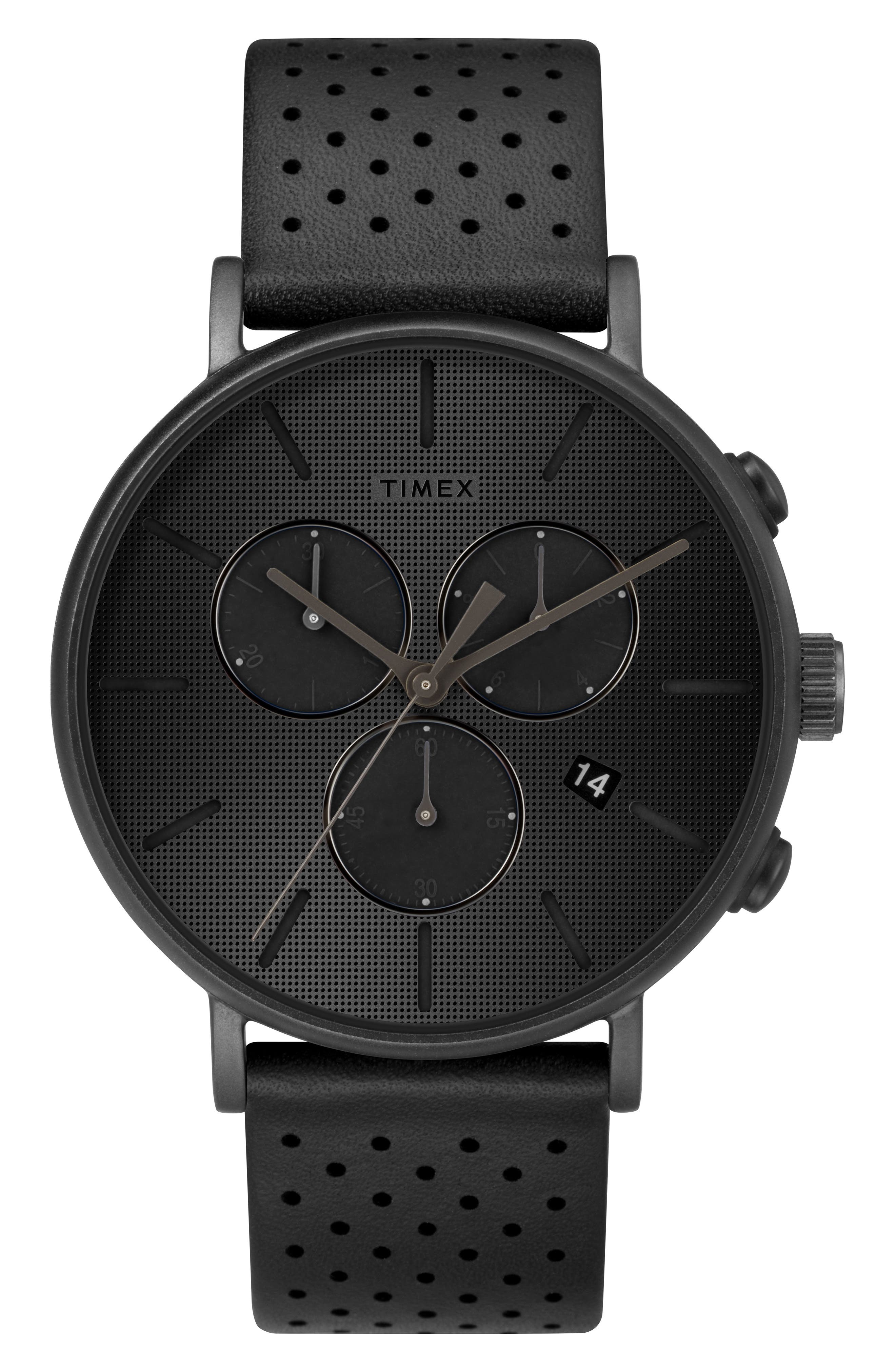 Timex Fairfield Chronograph Leather Strap Watch, 41Mm