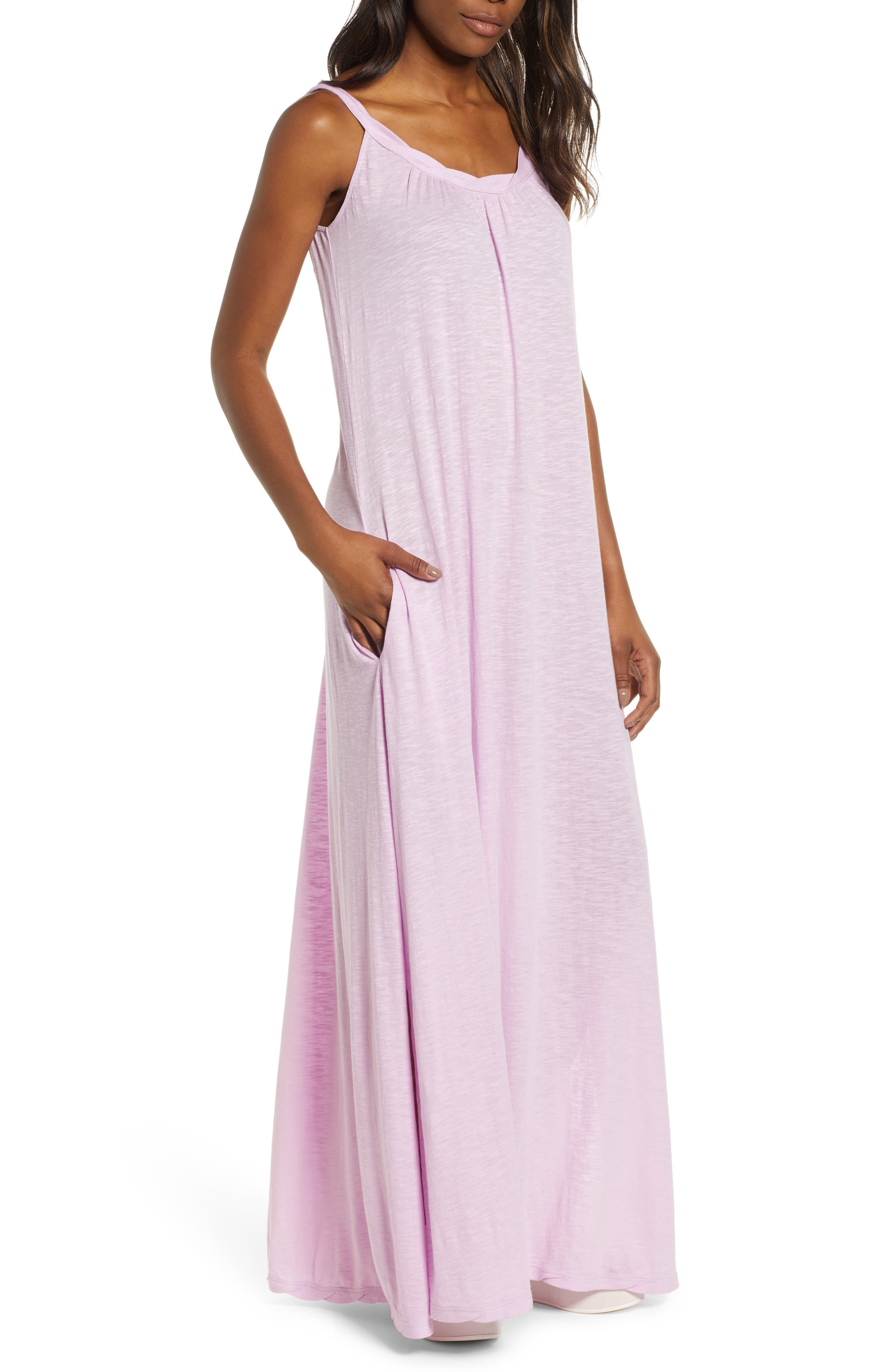 Petite Caslon Twist Neck Maxi Dress, Purple