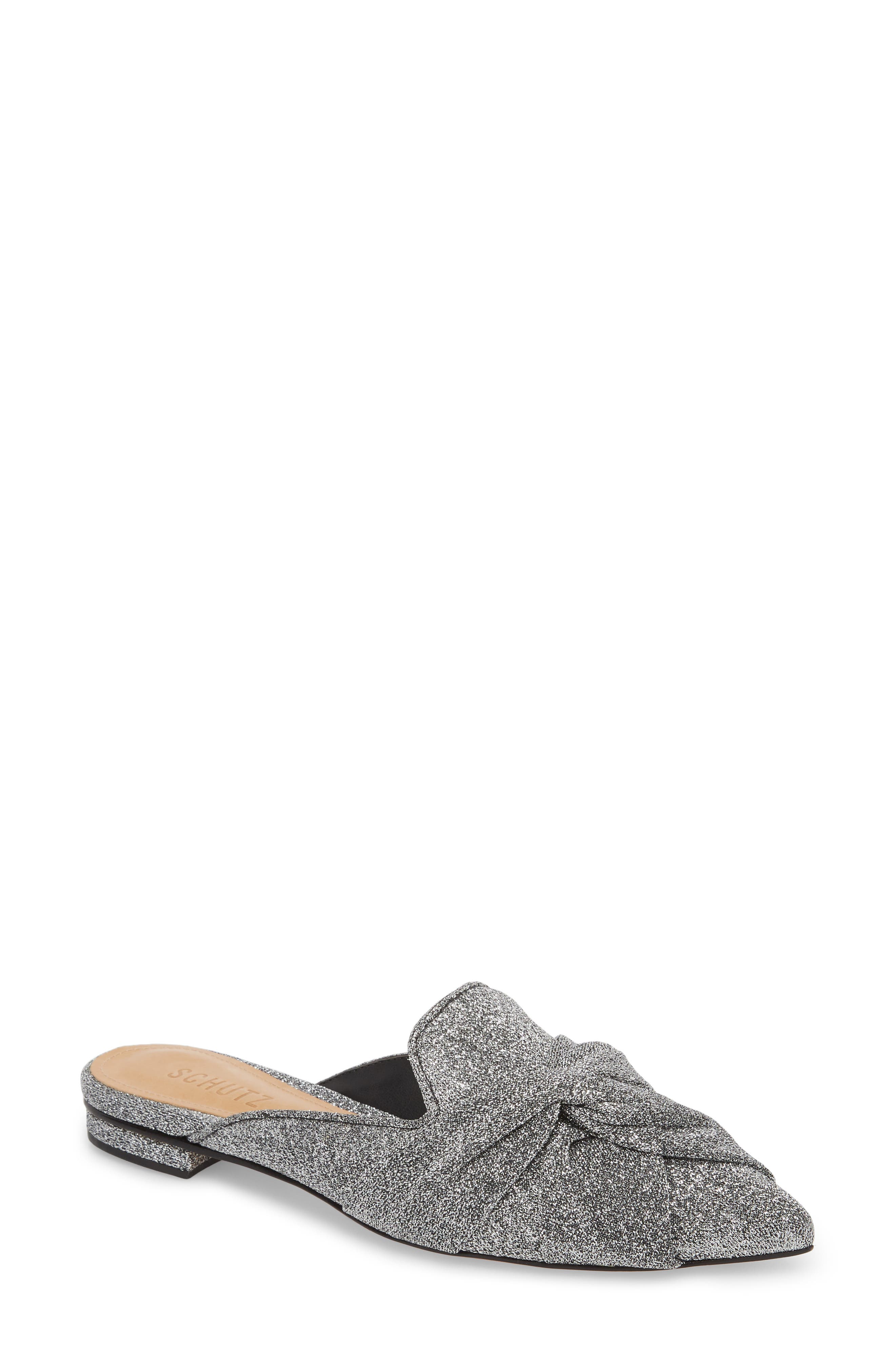 Schutz Tina Pointy Toe Slide Sandal- Metallic