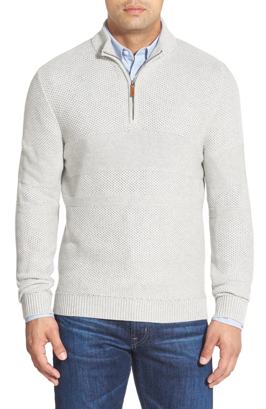Nordstrom Men's Shop Texture Cotton & Cashmere Quarter Zip Sweater