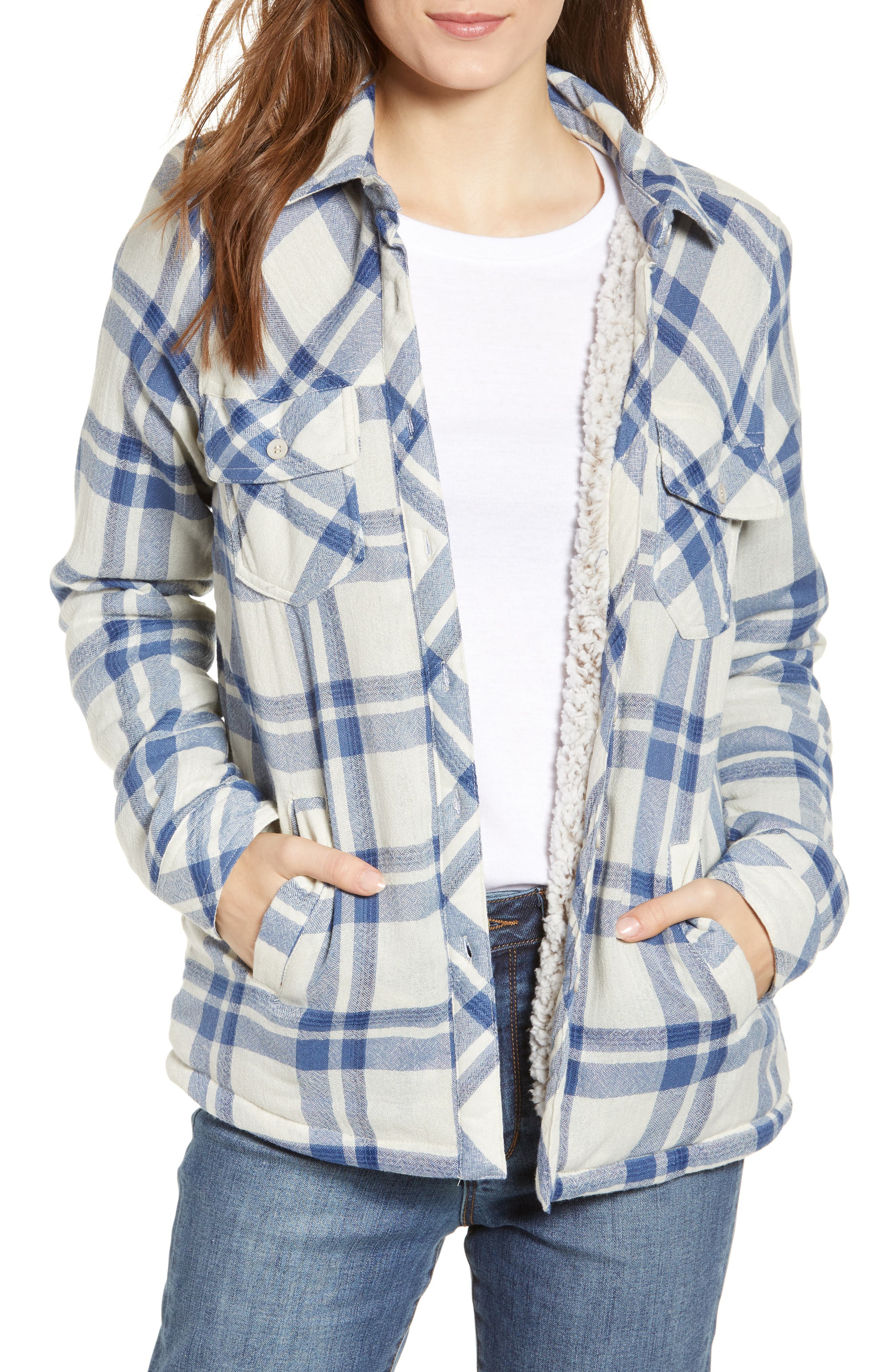 Thread & Supply Newark Fleece Lined Shirt Jacket, White