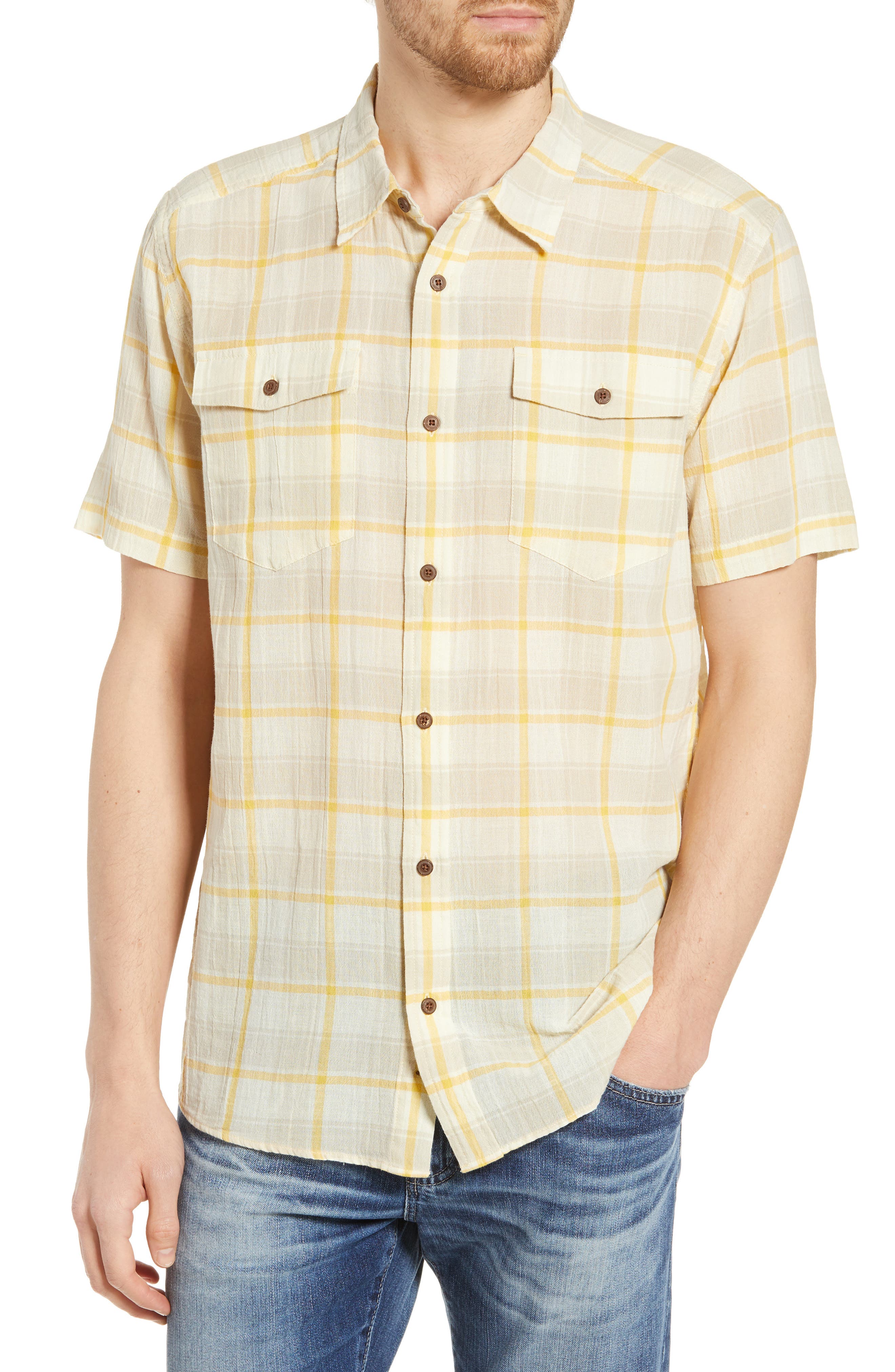 Patagonia Steersman Regular Fit Plaid Shirt, Yellow