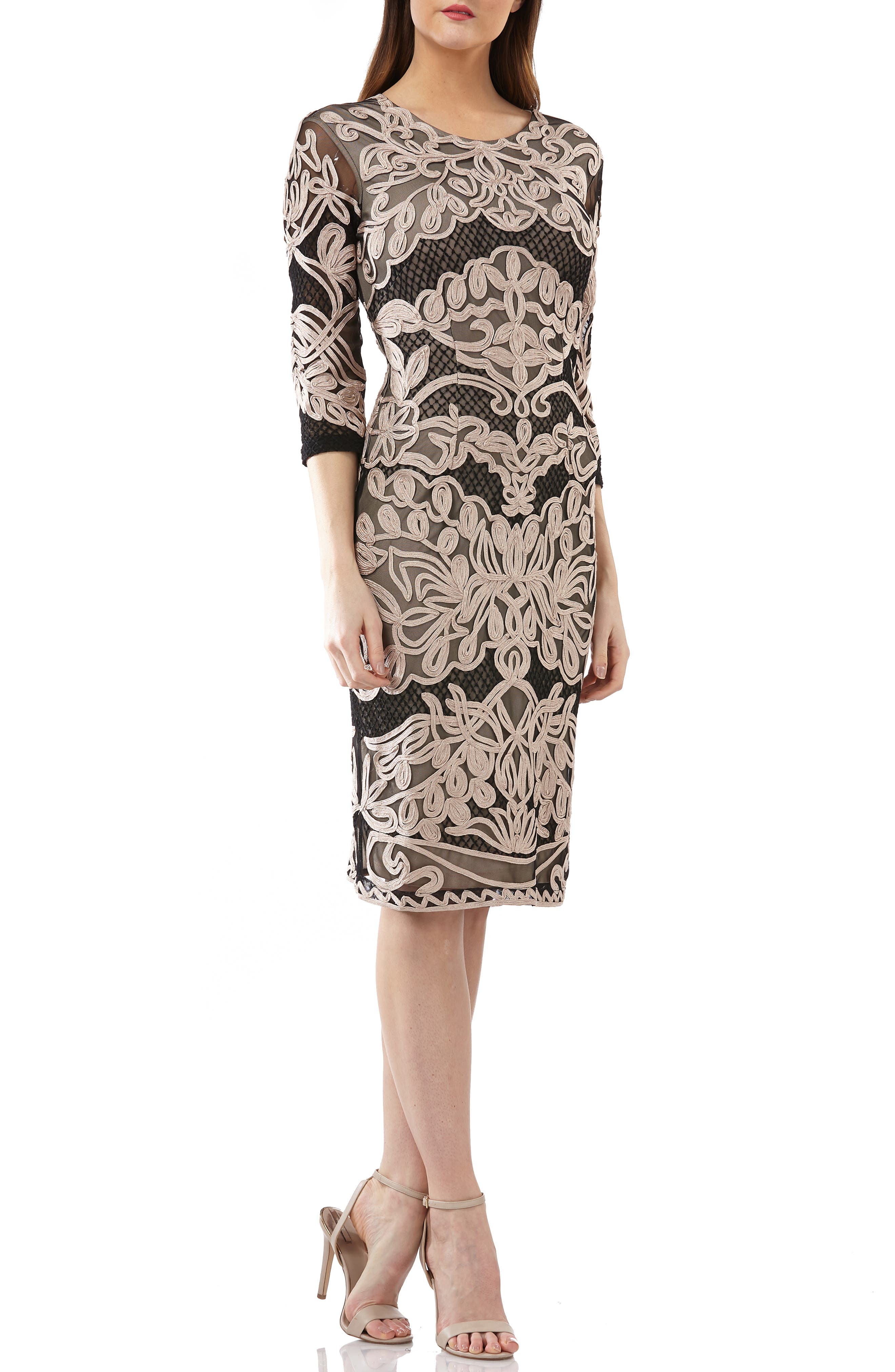Js Collections Soutache Sheath Dress, Black