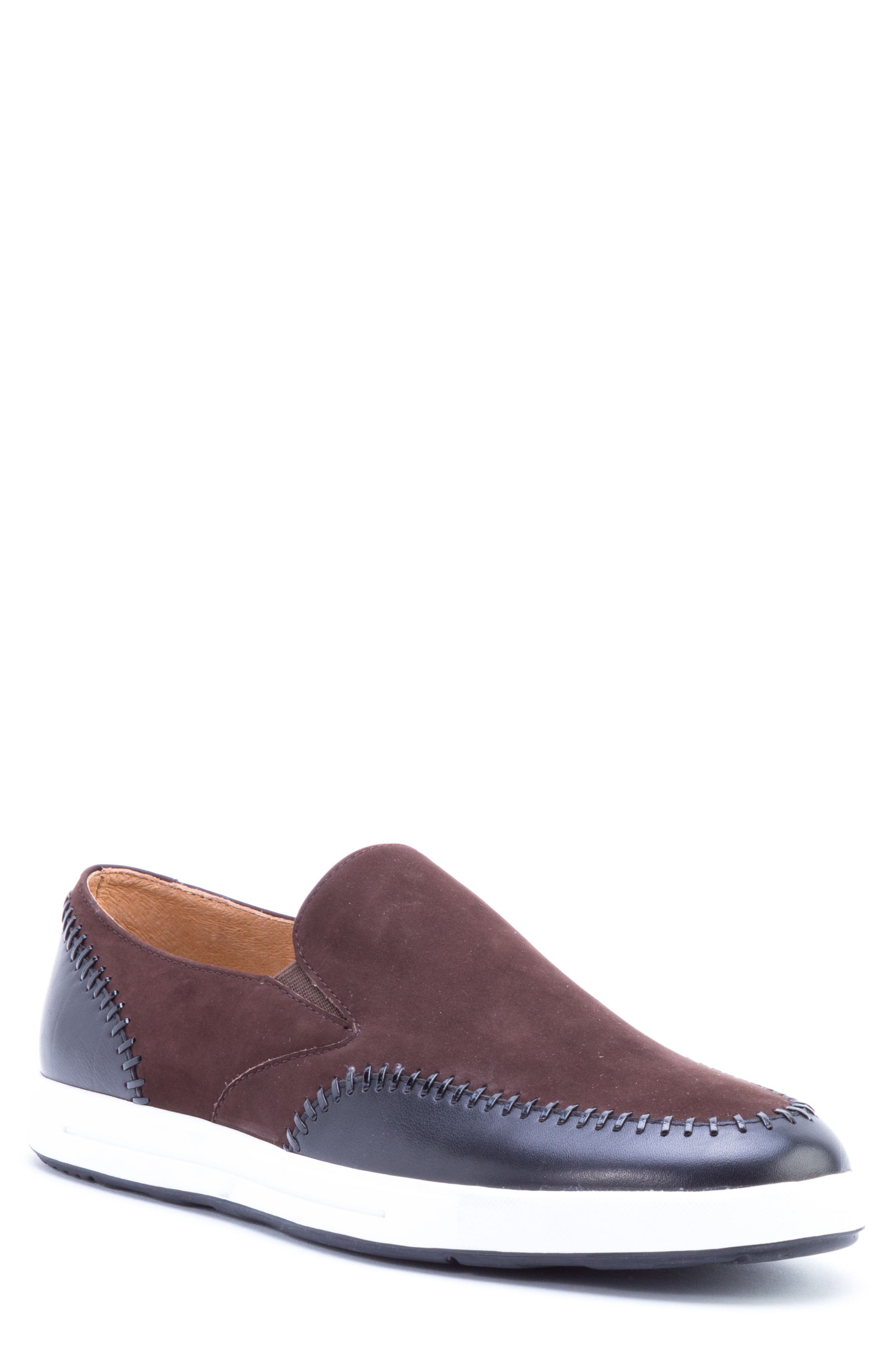 Zanzara Caravaggio Whipstitched Slip-On Sneaker- Brown